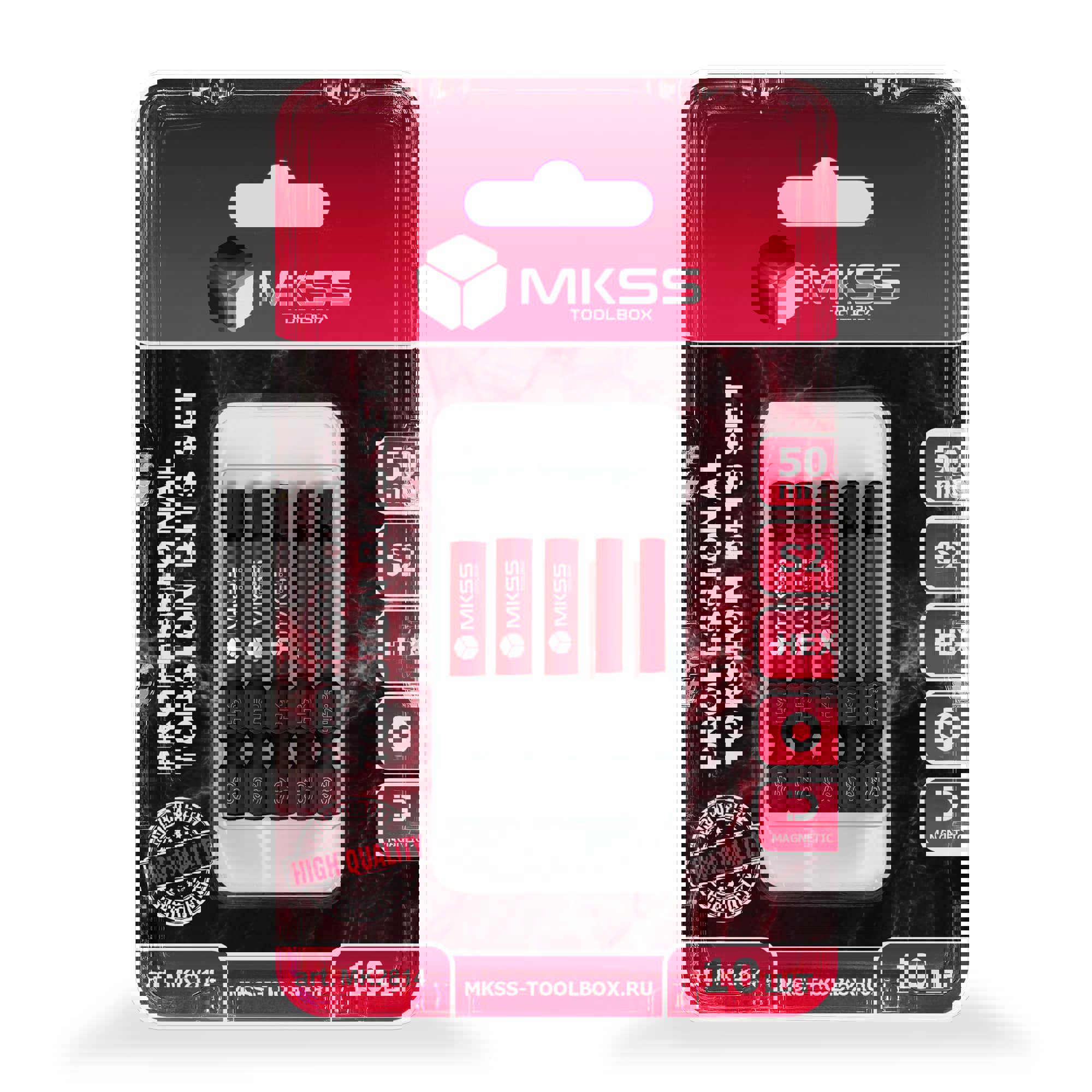 Изображение товара Набор торсионных магнитных ударных бит MKSS TOOLBOX MK2814 10 шт