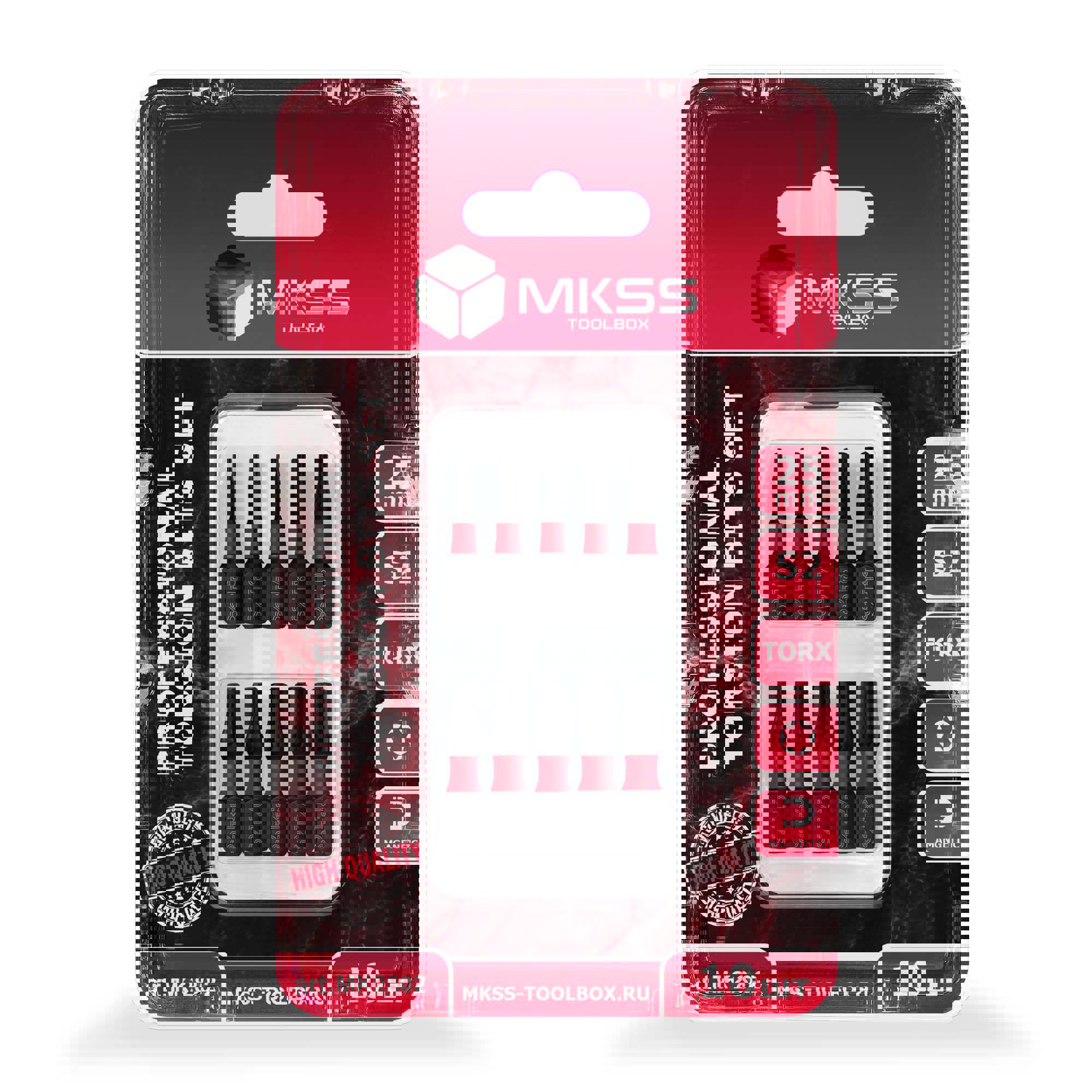 Изображение товара Набор бит торсионных ударных магнитных Mkss Toolbox MK2802, 10 шт