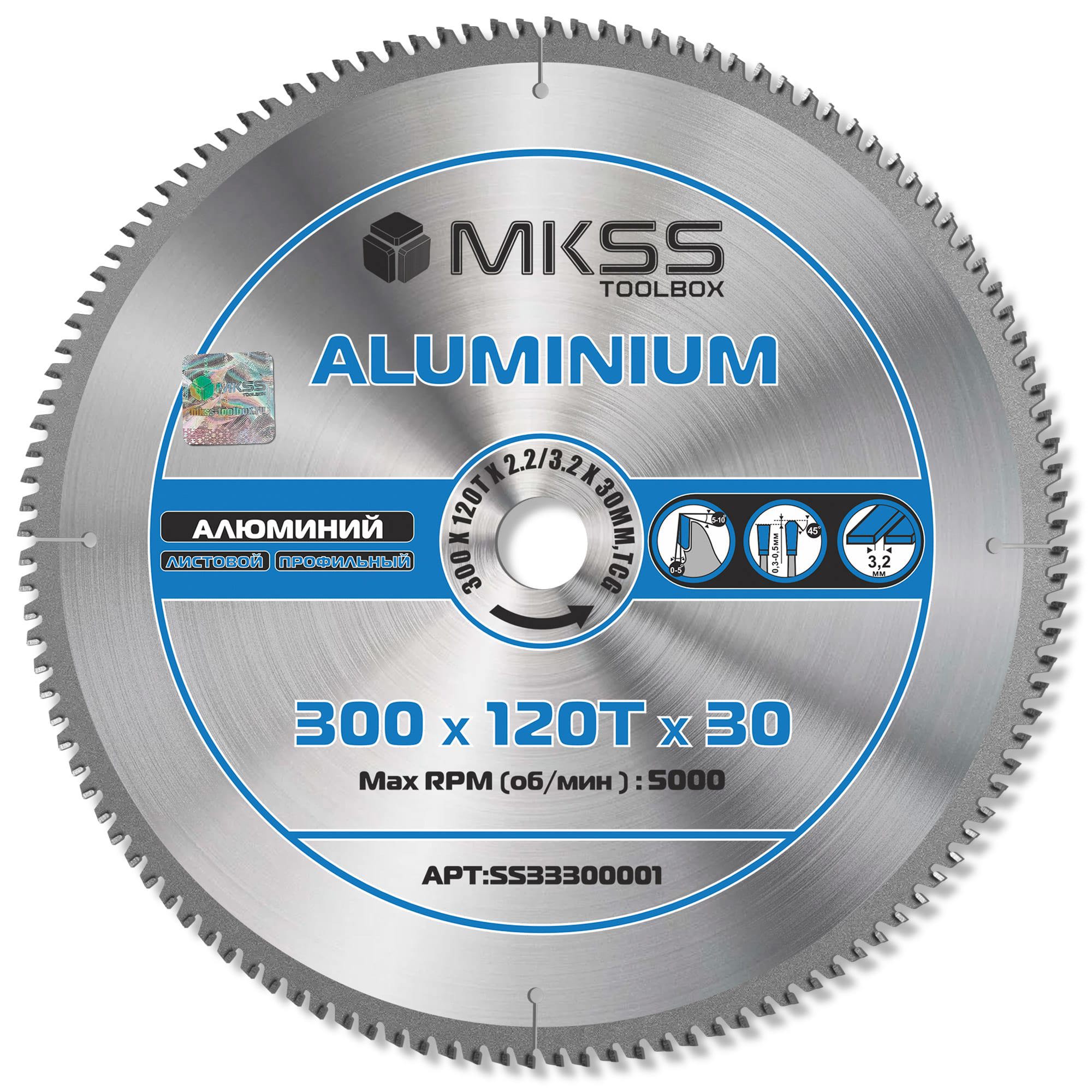 Изображение товара Диск пильный по алюминию MKSS Toolbox SS3330 120Т 300x30x2.2 мм для точной резки алюминия