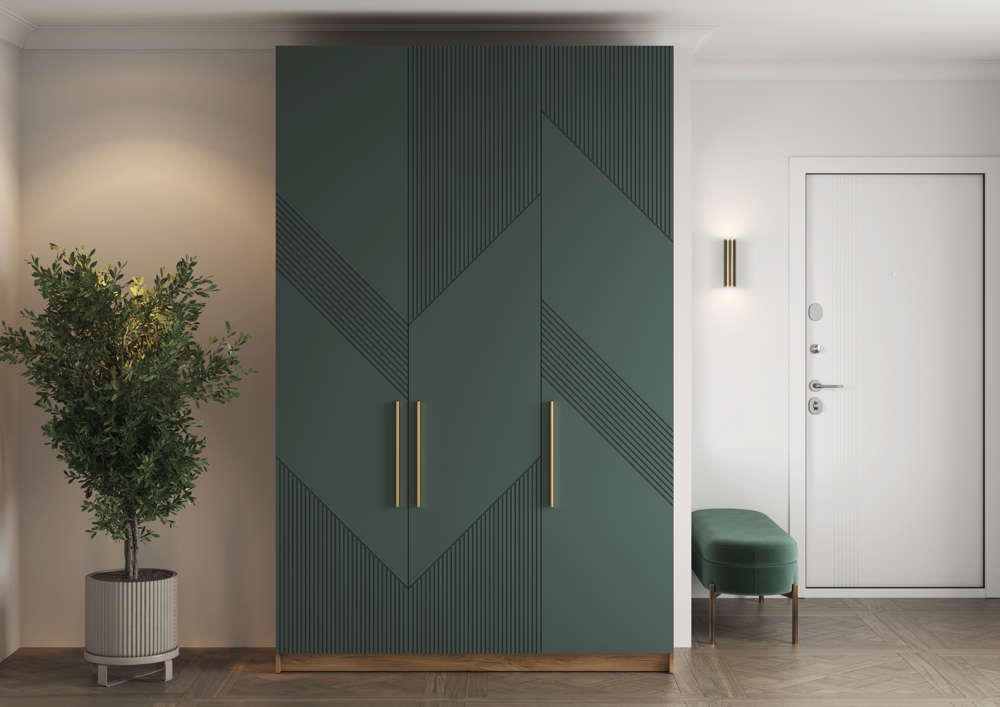 Изображение товара Шкаф распашной МК Стиль Коста 150x220x51 см из ЛДСП в стиле дуб крафт золотой