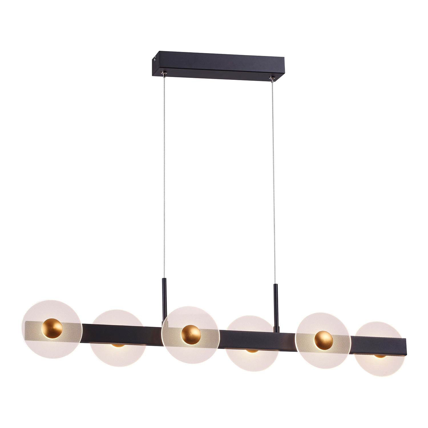 Изображение товара Люстра подвесная светодиодная Favourite Solskin 4317-6p черная 6 м²