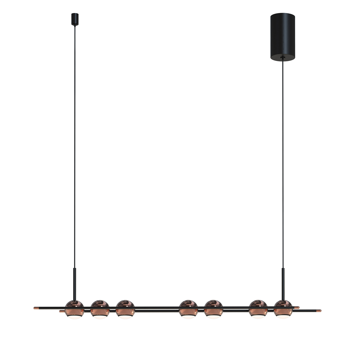Изображение товара Люстра светодиодная Favourite Sturm 4561-7p черная с медными плафонами, регулируемый каркас, 6 м²