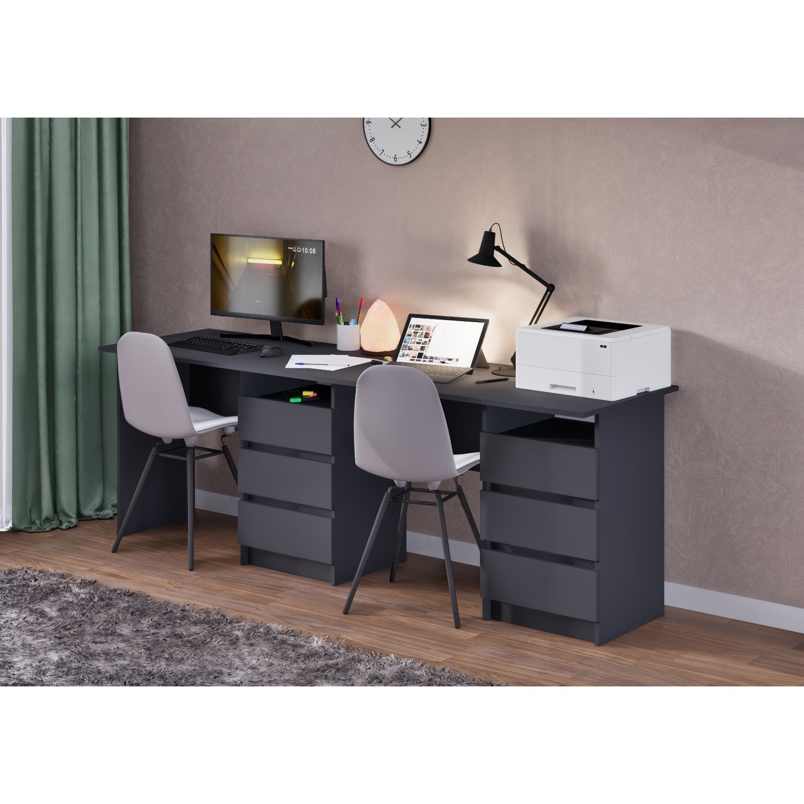 Изображение товара Стол письменный Сима-ленд Зара 218x75x61 см ЛДСП цвет серый графит