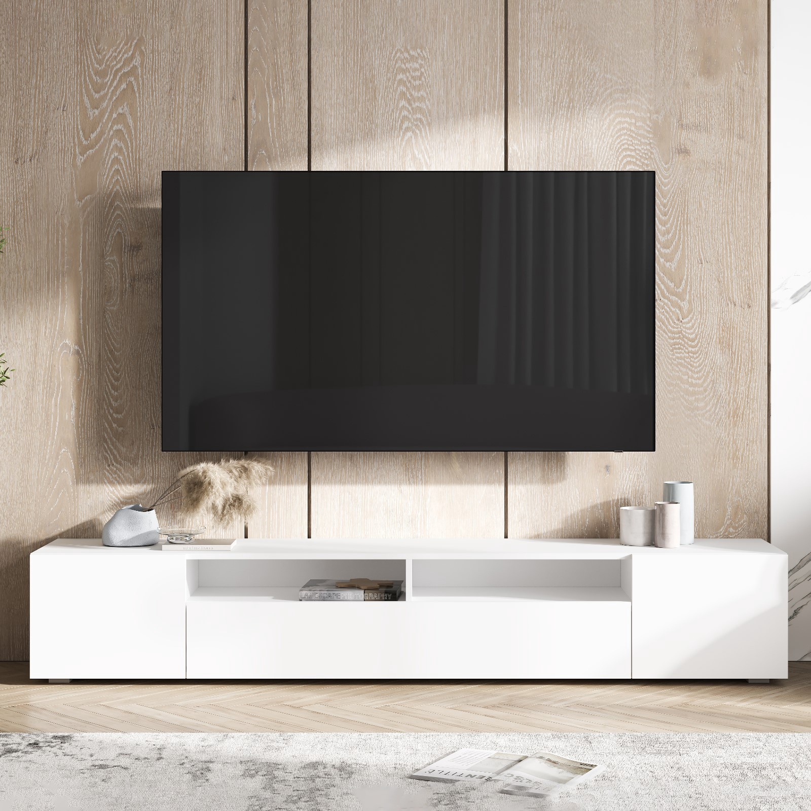 Изображение товара Тумба под телевизор Сима-ленд Сити 200х34х34 см дерево цвет белый