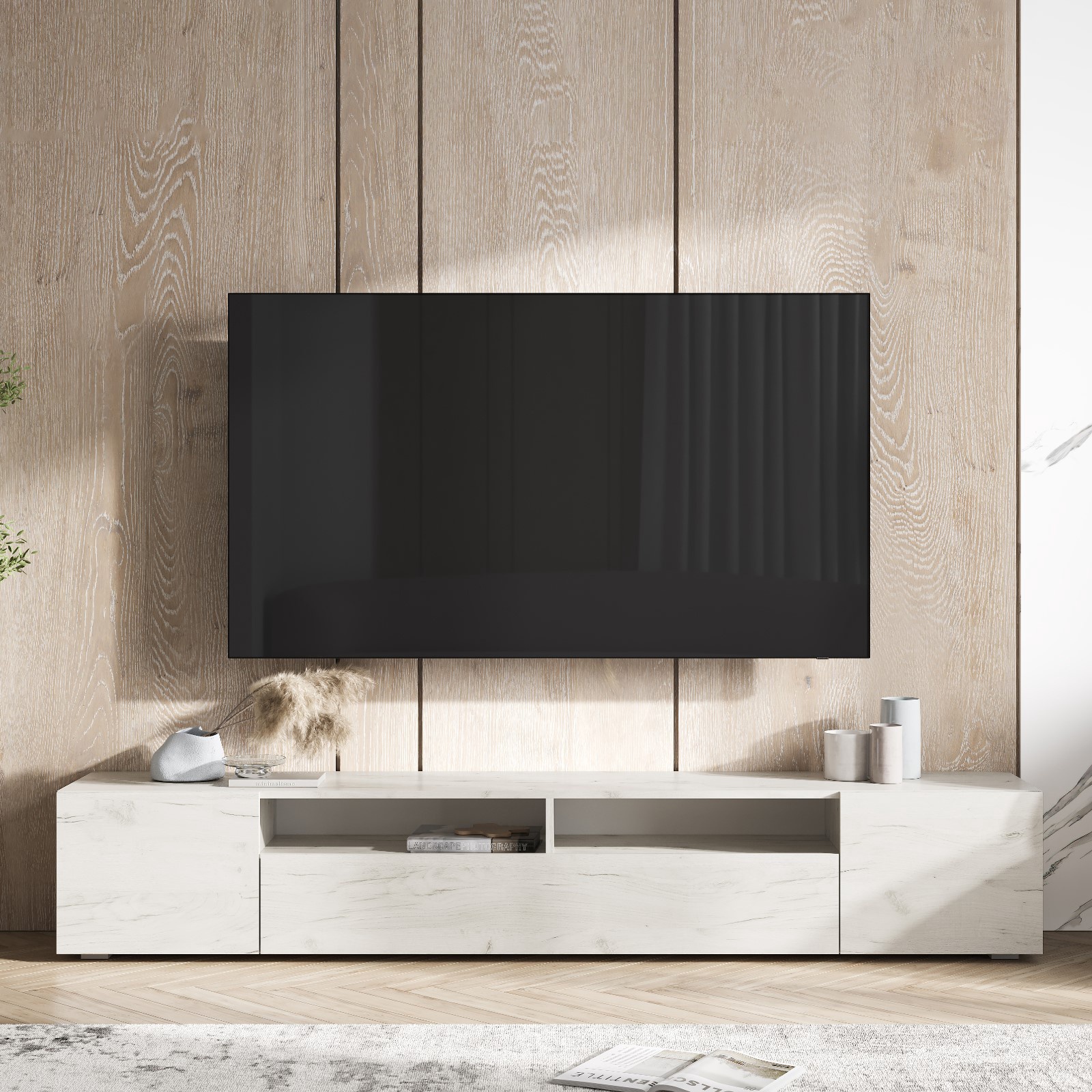 Изображение товара Тумба под телевизор Сима-ленд Сити 200х34х34 см дерево цвет крафт белый