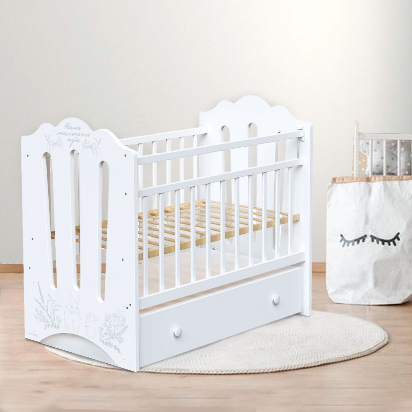 Изображение товара Кровать Крошка я Нежность 103x123 см дерево цвет белый