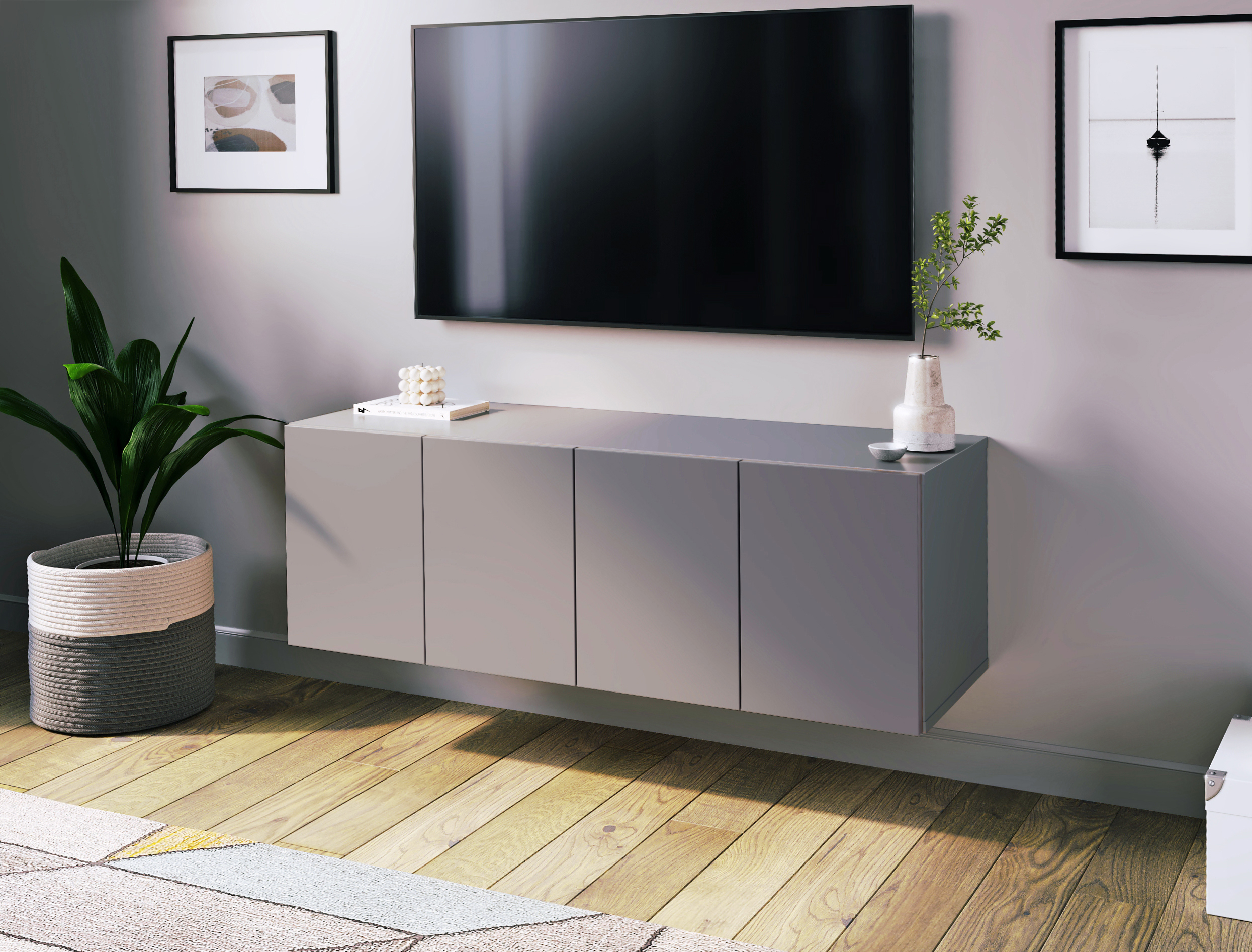 Изображение товара Тумба под телевизор Metaldesign MD 8226 серого цвета 100х35х33 см