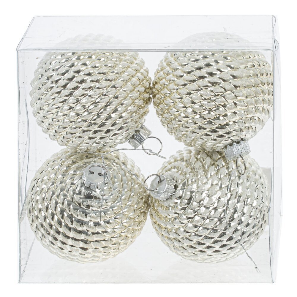 Изображение товара Набор елочных шаров 6 см 4 шт серый серебристый пластик праздничный декор