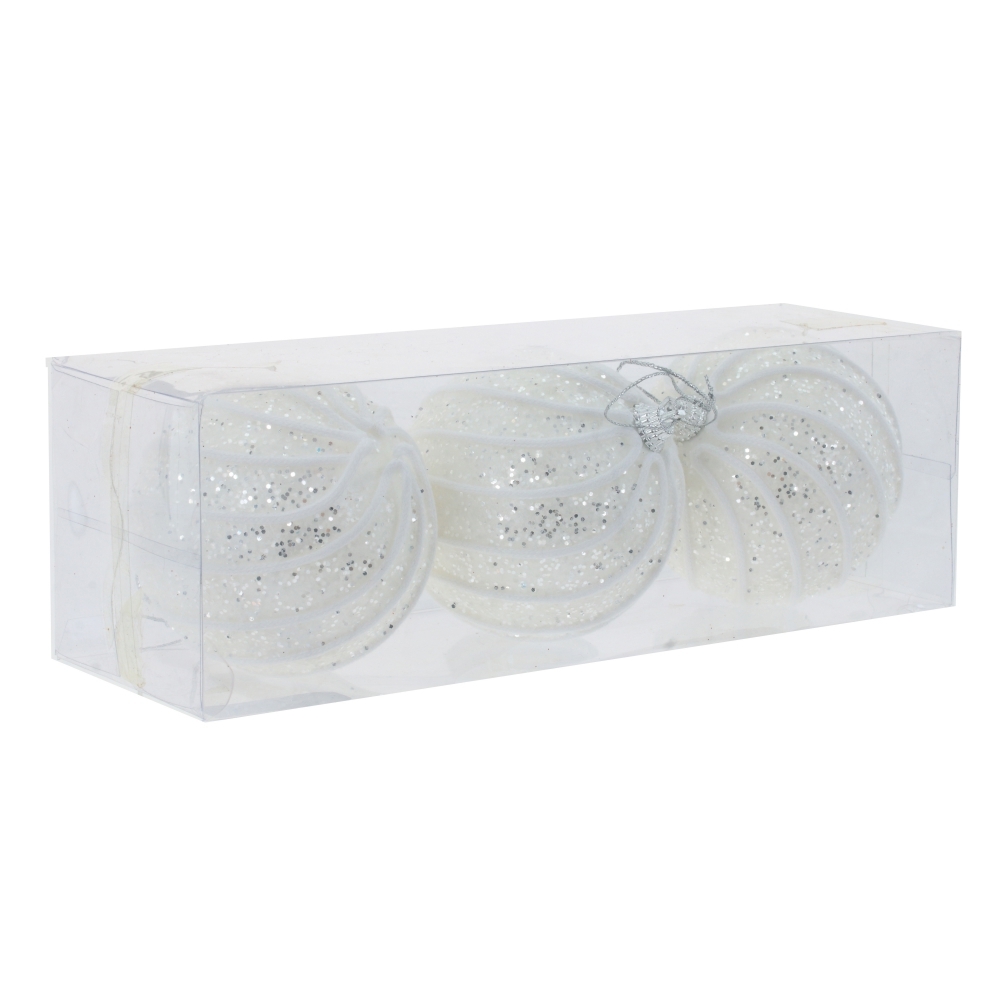 Изображение товара Набор елочных шаров 762013 8 см белый 3 шт праздничное украшение Christmas