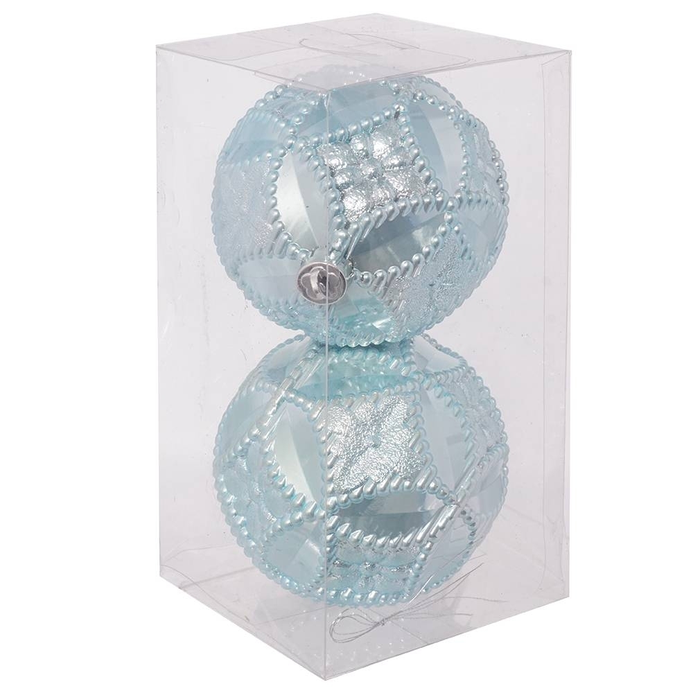 Изображение товара Набор елочных шаров Готический орнамент 722978 10 см ПВХ синий 2 шт