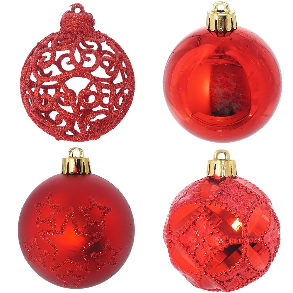 Изображение товара Набор елочных шаров 722926 6 см красный 30 шт ПВХ праздничное украшение елки