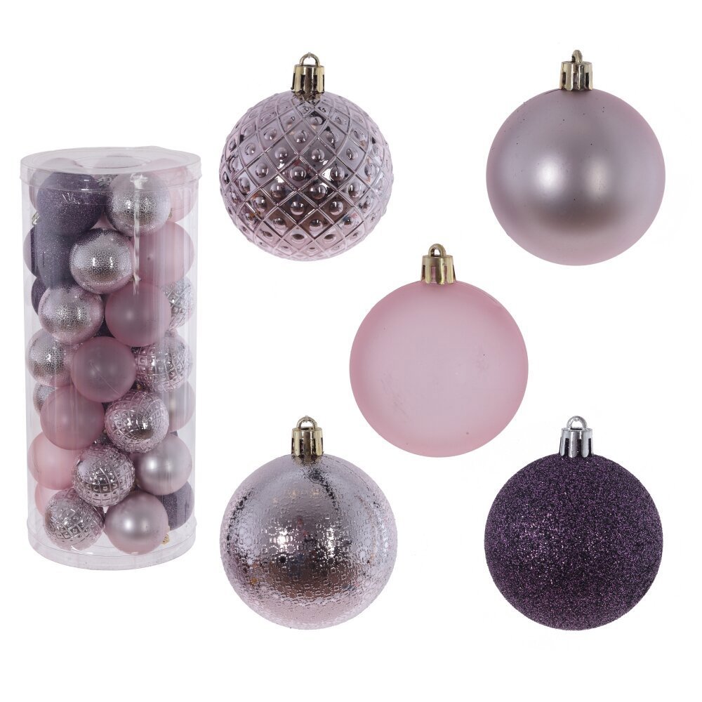 Изображение товара Набор елочных шаров 35 штук 6 см фиолетовые ПВХ для новогоднего украшения