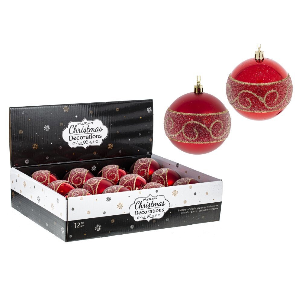 Изображение товара Набор елочных шаров 792006 8 см ПВХ красный 12 шт