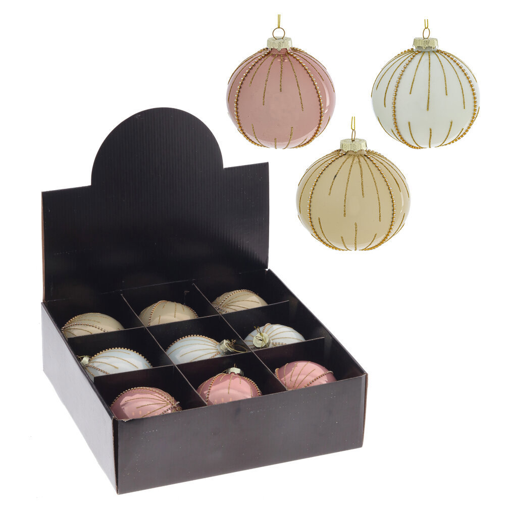 Изображение товара Набор елочных шаров 811860 10 см стекло бежевый 9 шт праздничное украшение