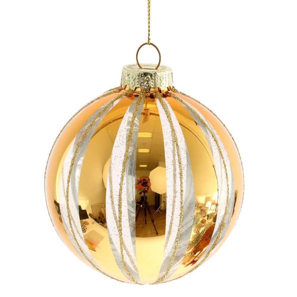 Изображение товара Елочный шар 811792 7.5 см стекло жёлтый золотой глянцевый Christmas decor