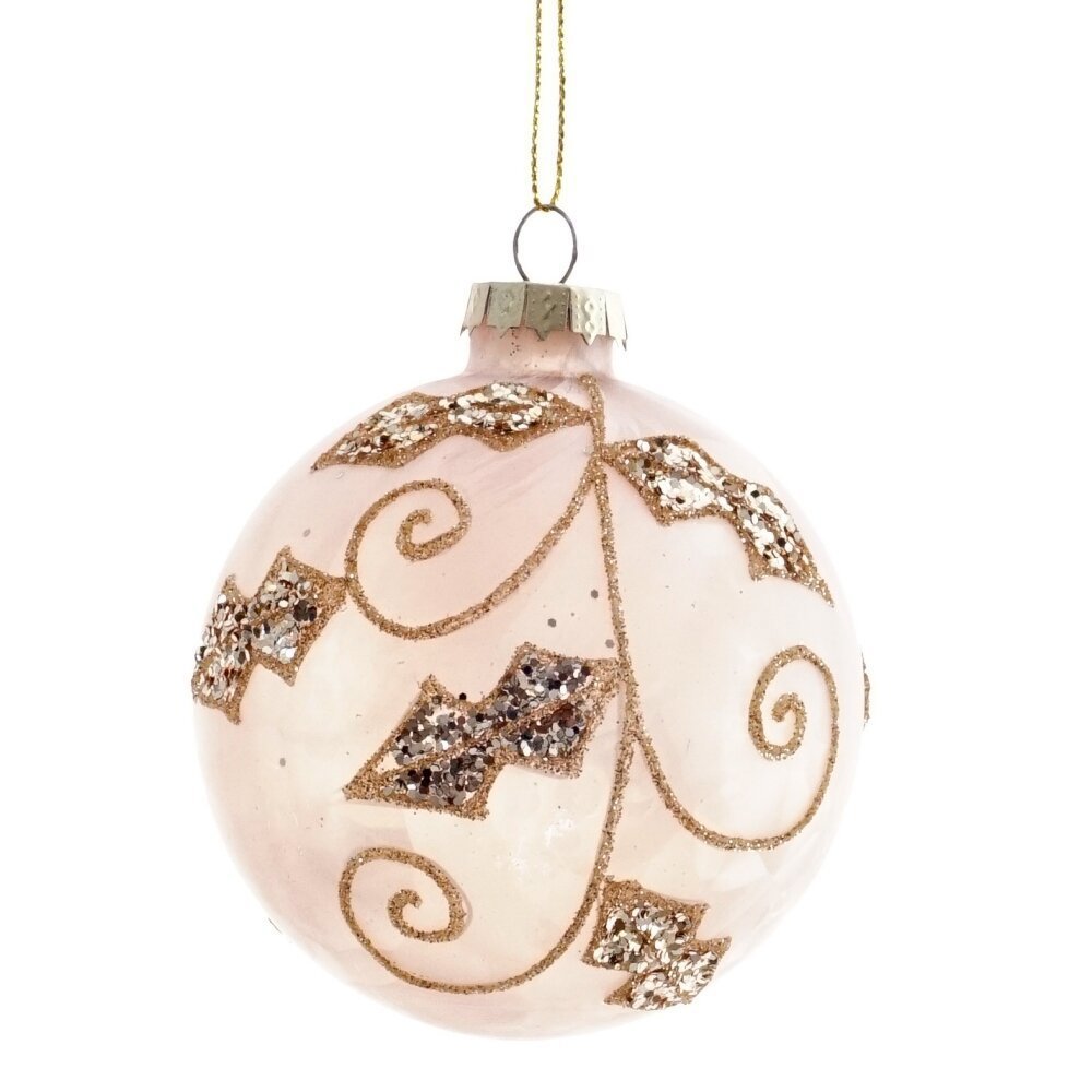 Изображение товара Елочный шар 805664 стеклянный диаметр 8 см бежевый глянцевый новогоднее украшение