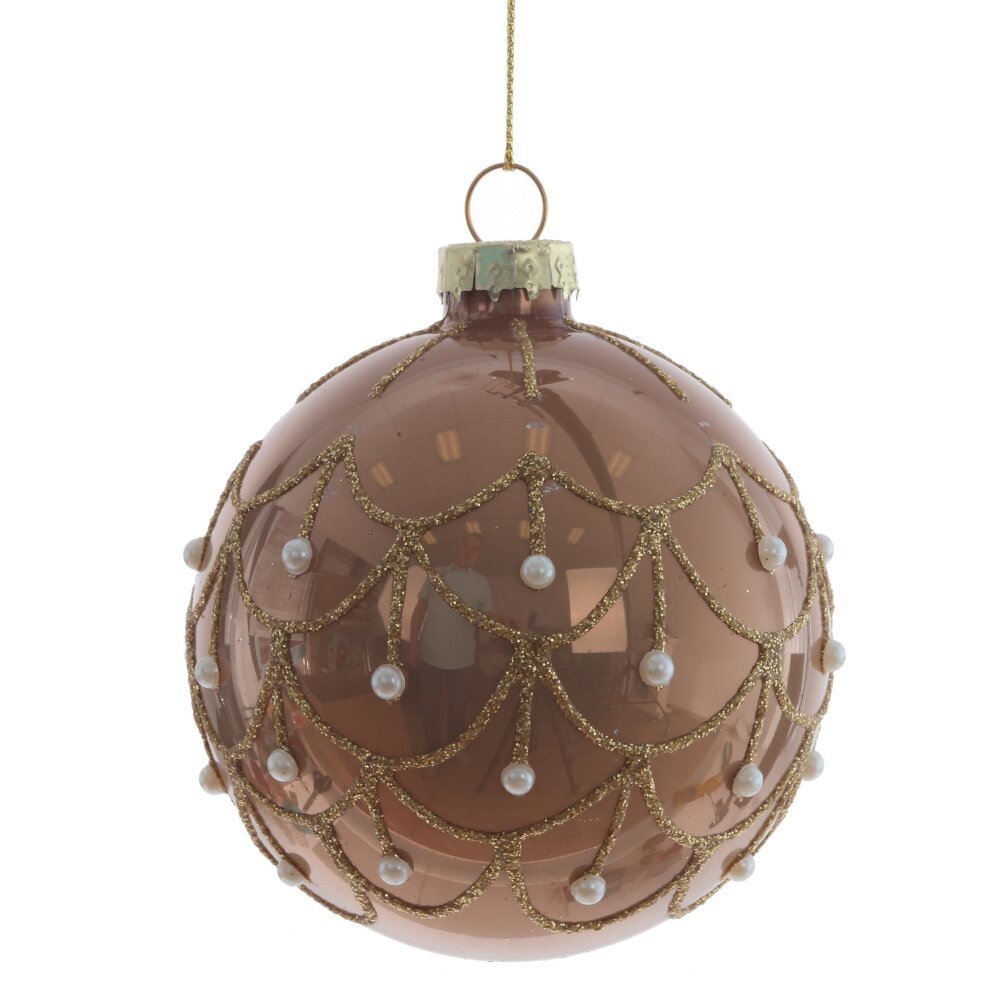 Изображение товара Елочный шар 809736 из стекла диаметр 7.5 см золотой глянцевый новогоднее украшение