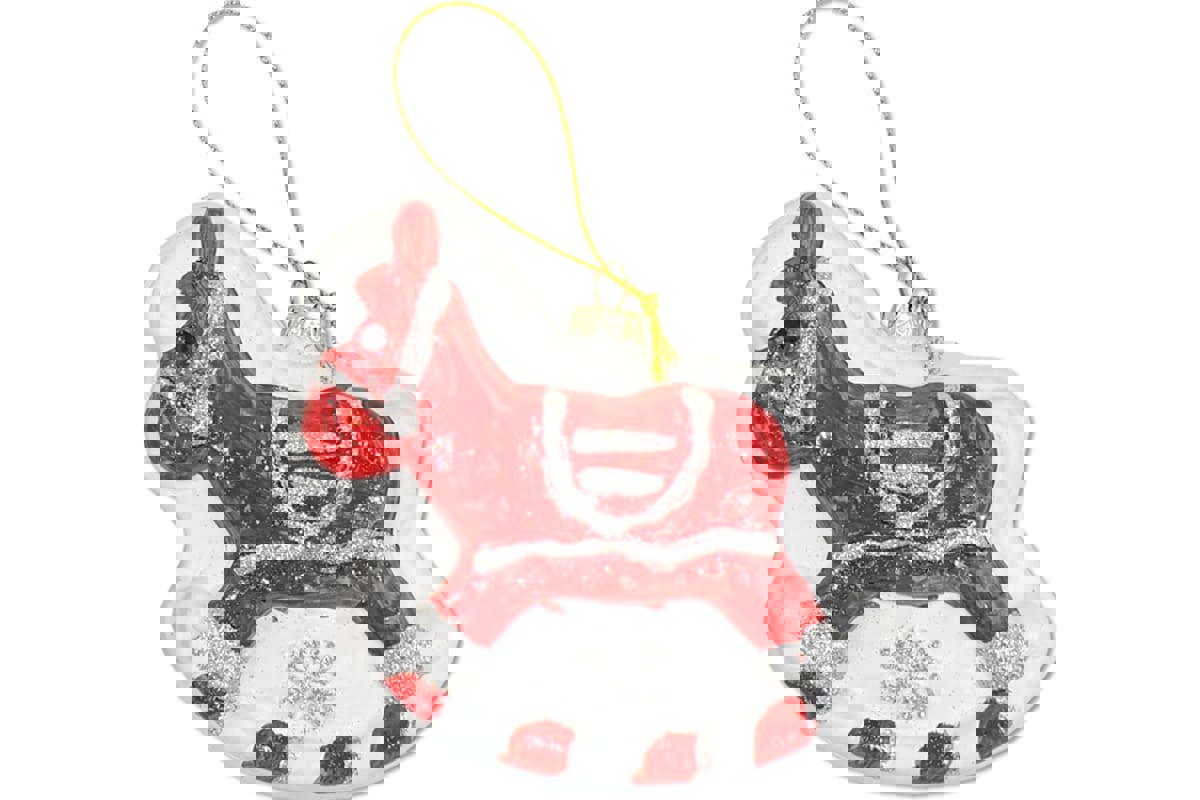 Изображение товара Елочная игрушка Лошадка ручной работы 11 см красная набор 3 шт советский стиль