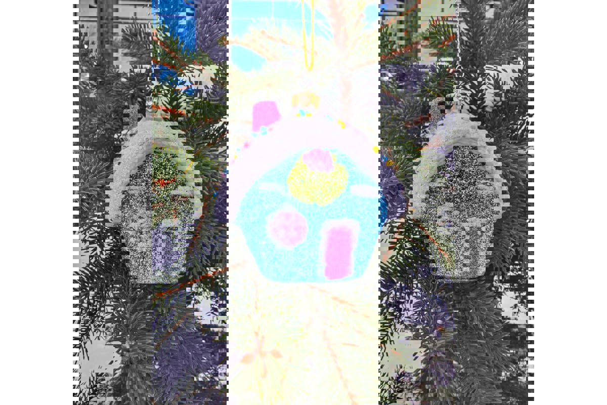 Изображение товара Елочная игрушка Домик Магия праздника NY18 9 см х 8 см синий