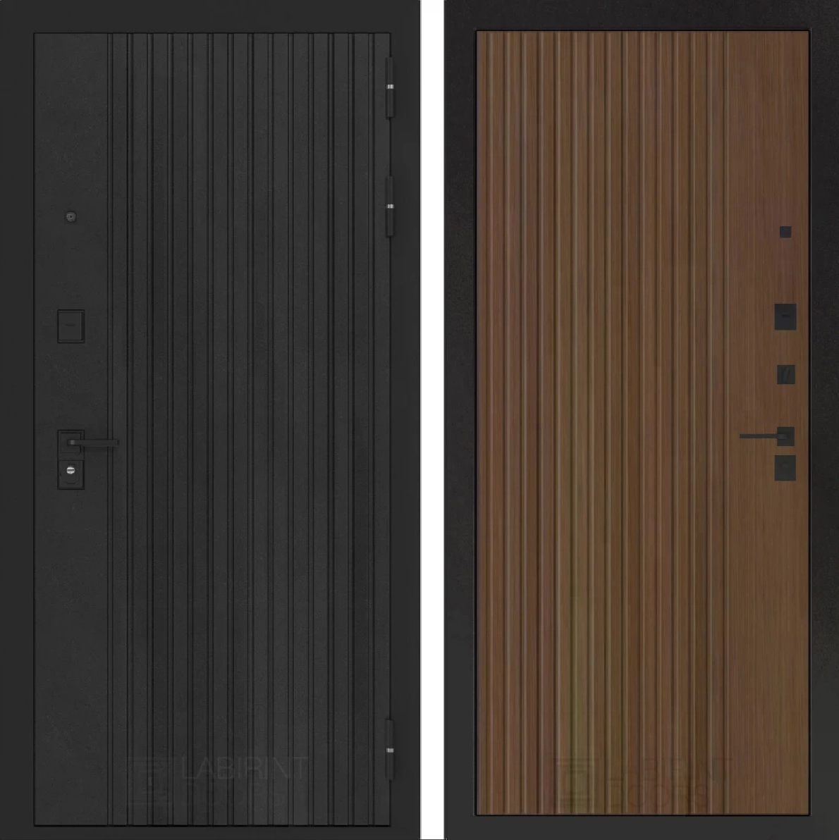 Изображение товара Входная дверь Лабиринт Бункер 06 П29 правый 205x96см цвет черный кварц/дуб кантри темный