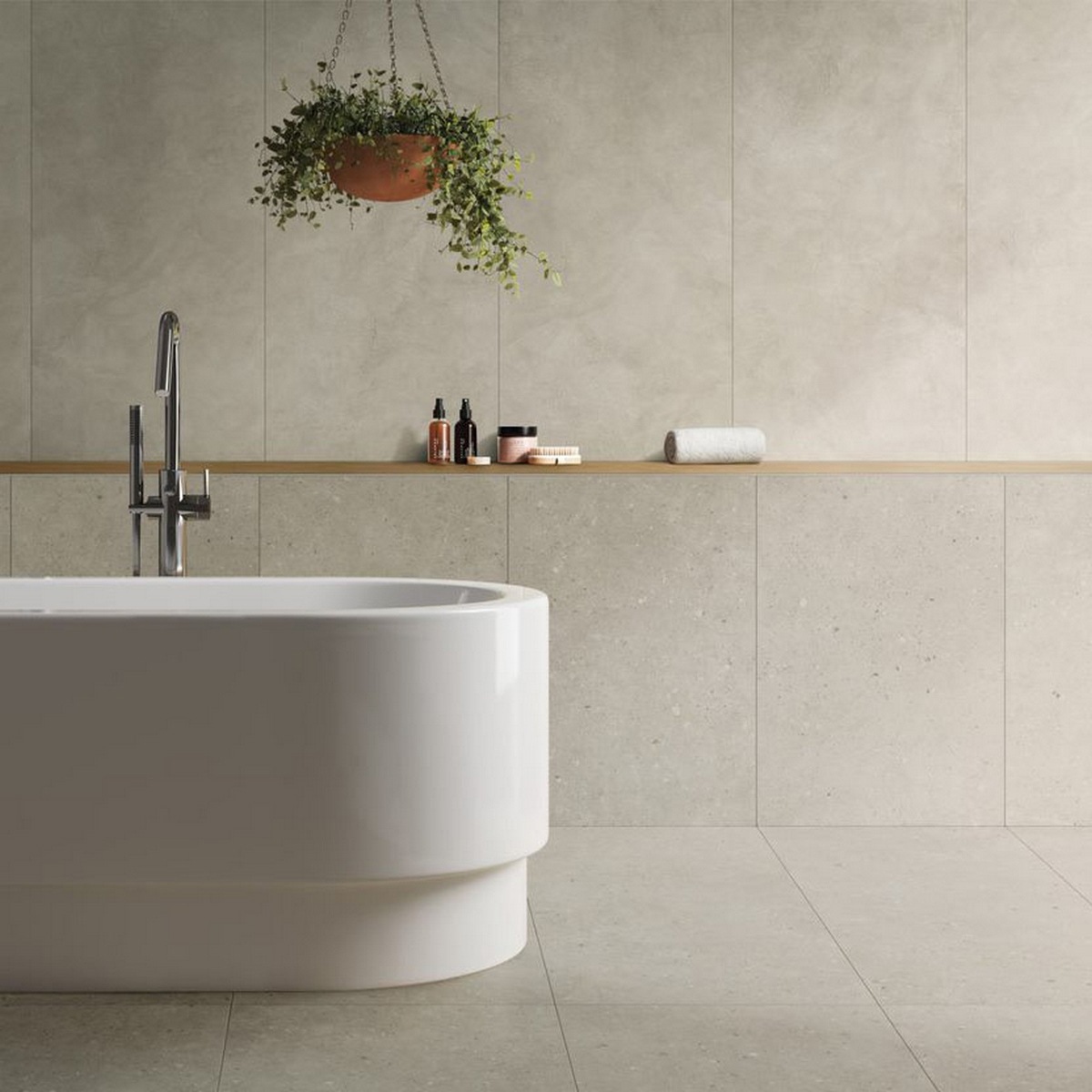 Изображение товара Керамогранит Vitra FlakeCement 60x120 см светло-бежевый для пола и стен