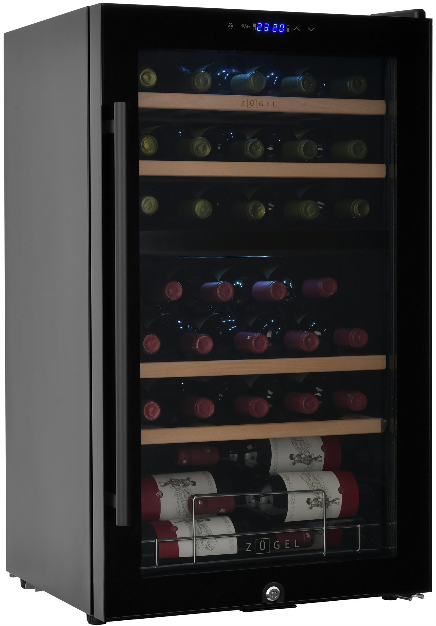 Изображение товара Винный шкаф Zugel 49.5х84.8х43 см 33 бутылки черный с двумя зонами
