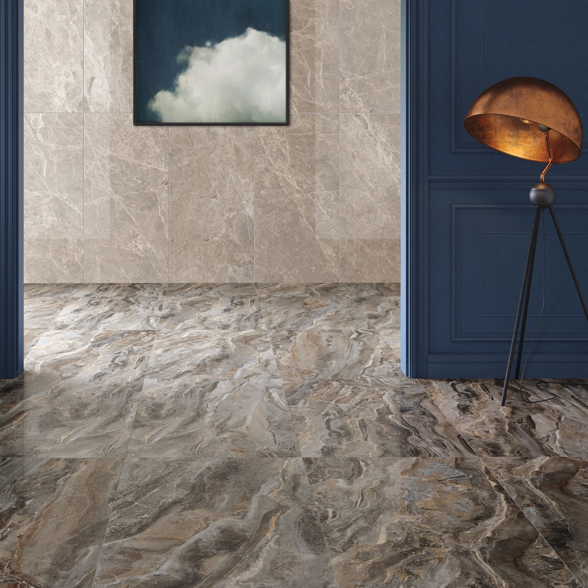 Изображение товара Керамогранит Vitra MarbleSet 60x60 серый, темно-серый для пола и стен