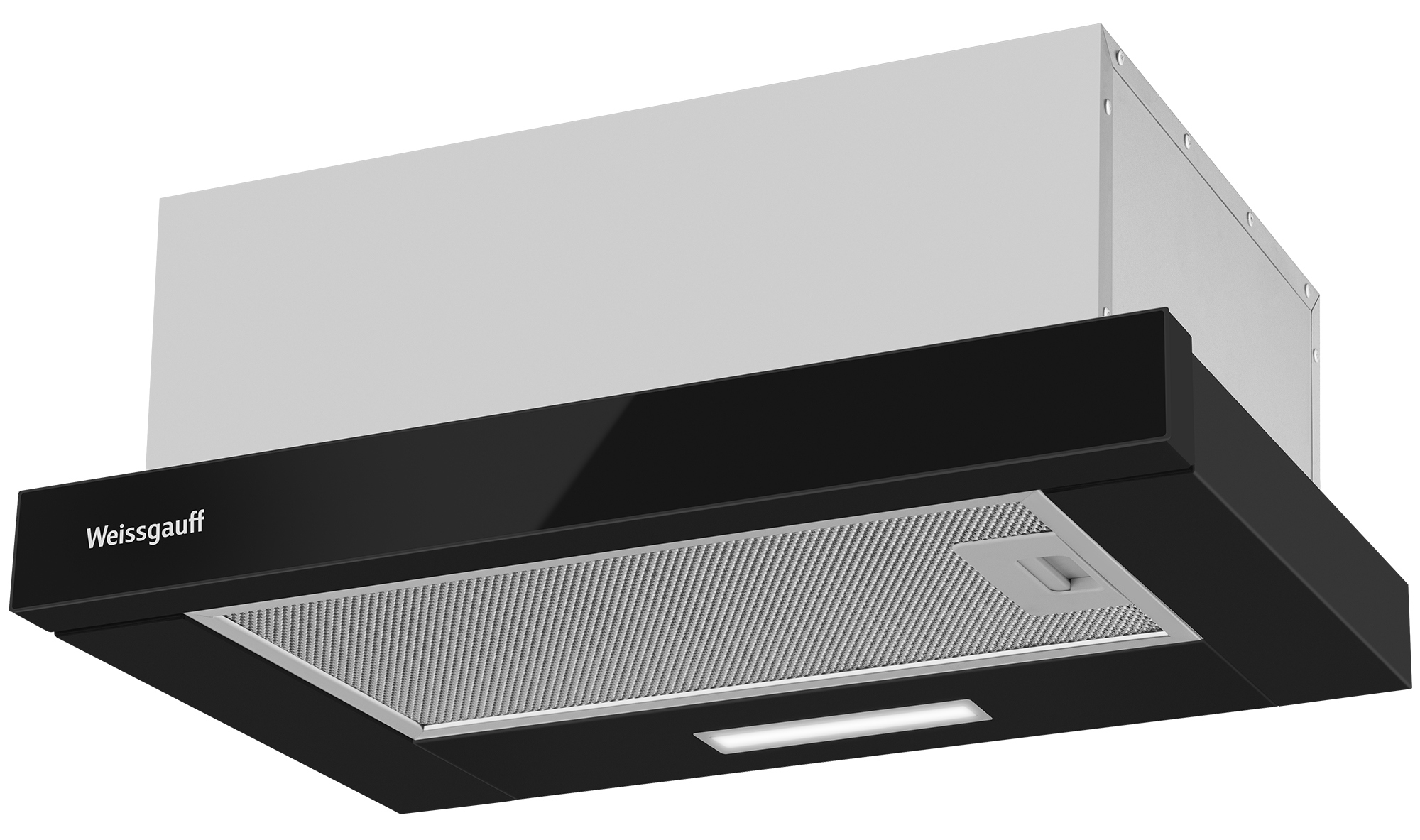 Изображение товара Вытяжка Weissgauff TEL 450 Black Glass 45 см Черный стеклянный корпус встраиваемая