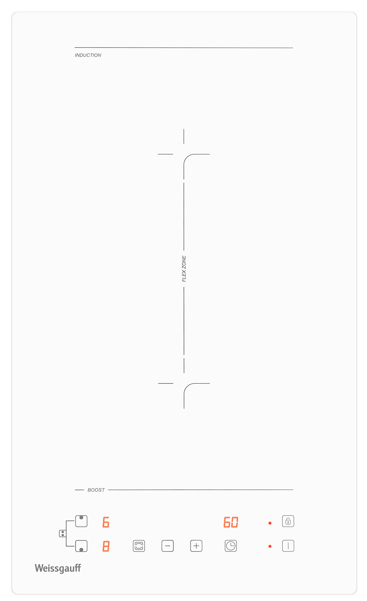 Изображение товара Индукционная варочная панель Weissgauff HI 32 WA Flex 30 см 2 конфорки цвет белый