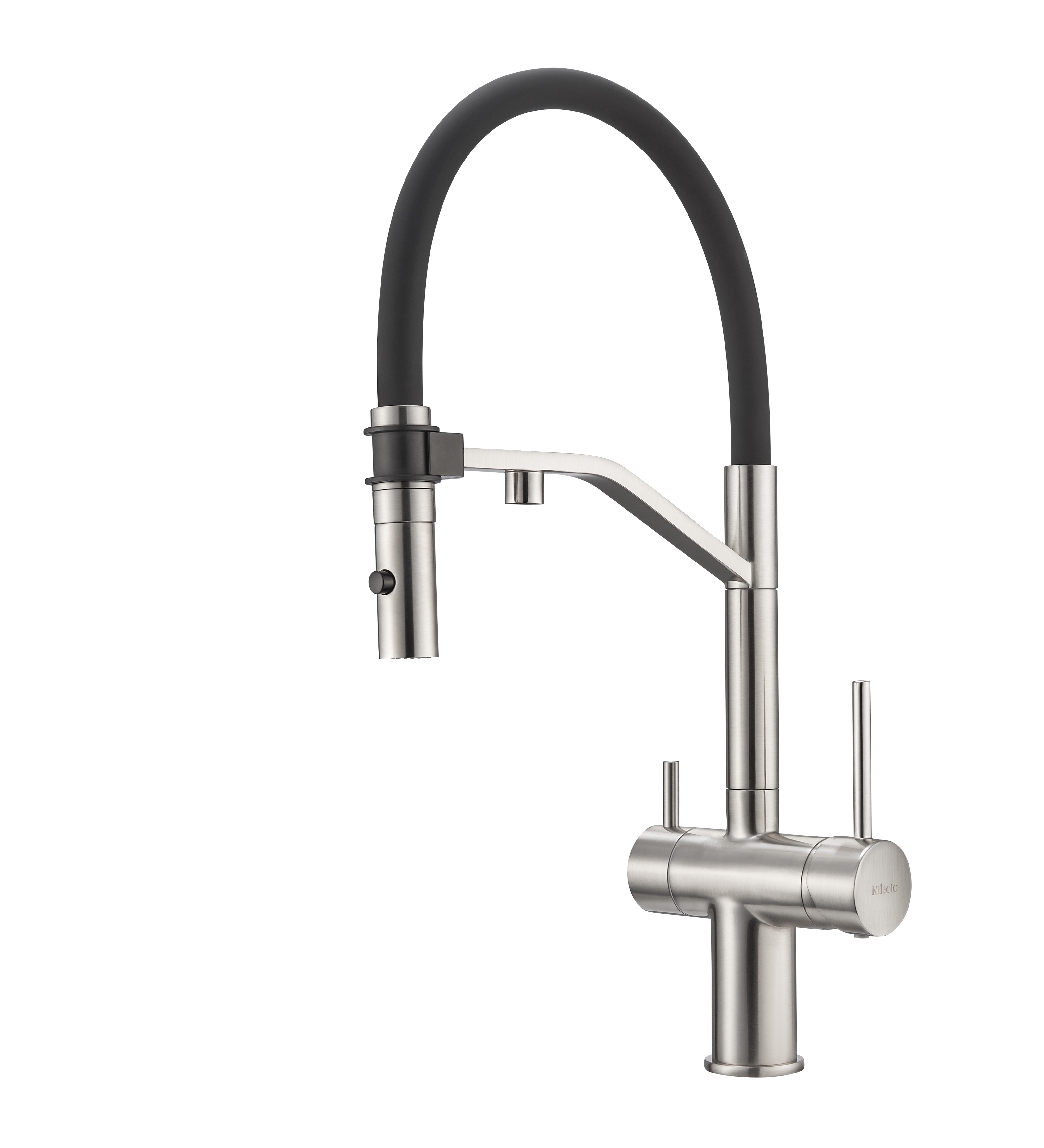 Изображение товара Однорычажный смеситель для кухни Milacio MCU.557.ss из нержавеющей стали 21.3 см излив
