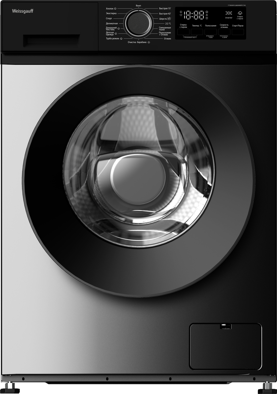 Изображение товара Стиральная машина Weissgauff WM 601411 inverter steam grey 11 кг 1400 об/мин