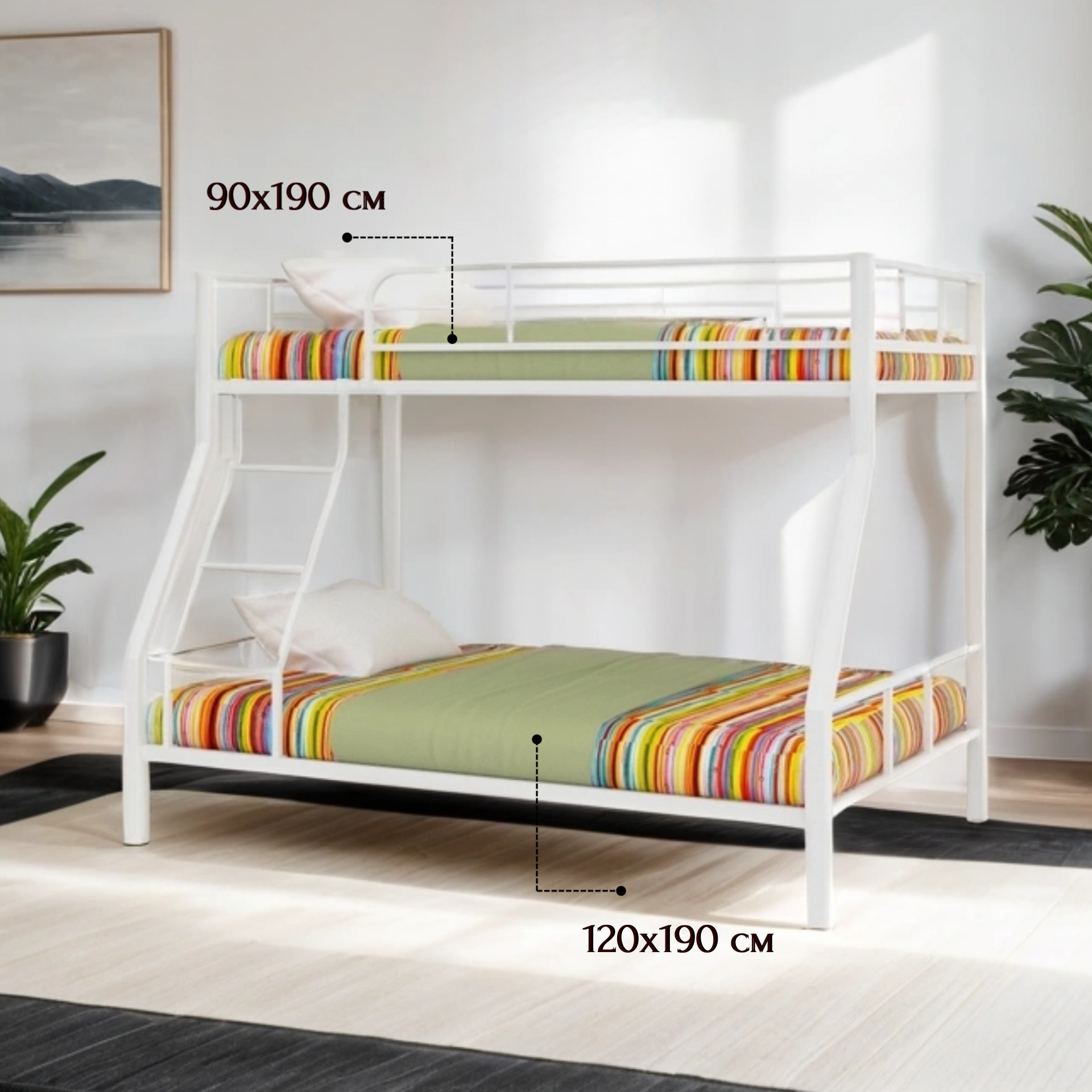 Изображение товара Кровать двухъярусная Redford Гранада - белая сталь 198x126x163 см