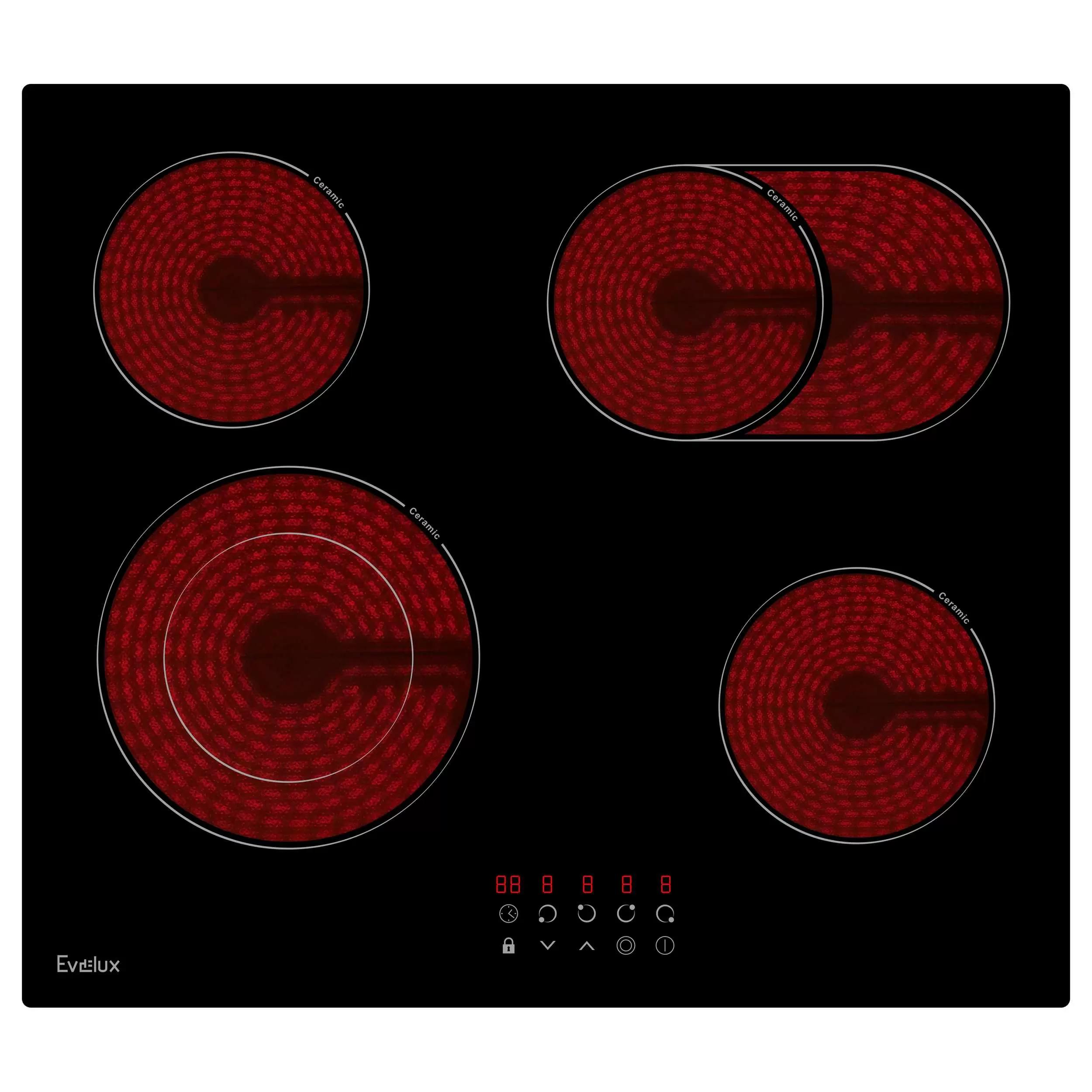 Изображение товара Электрическая варочная панель Evelux hev 642 b 59 см 4 конфорки цвет черный.