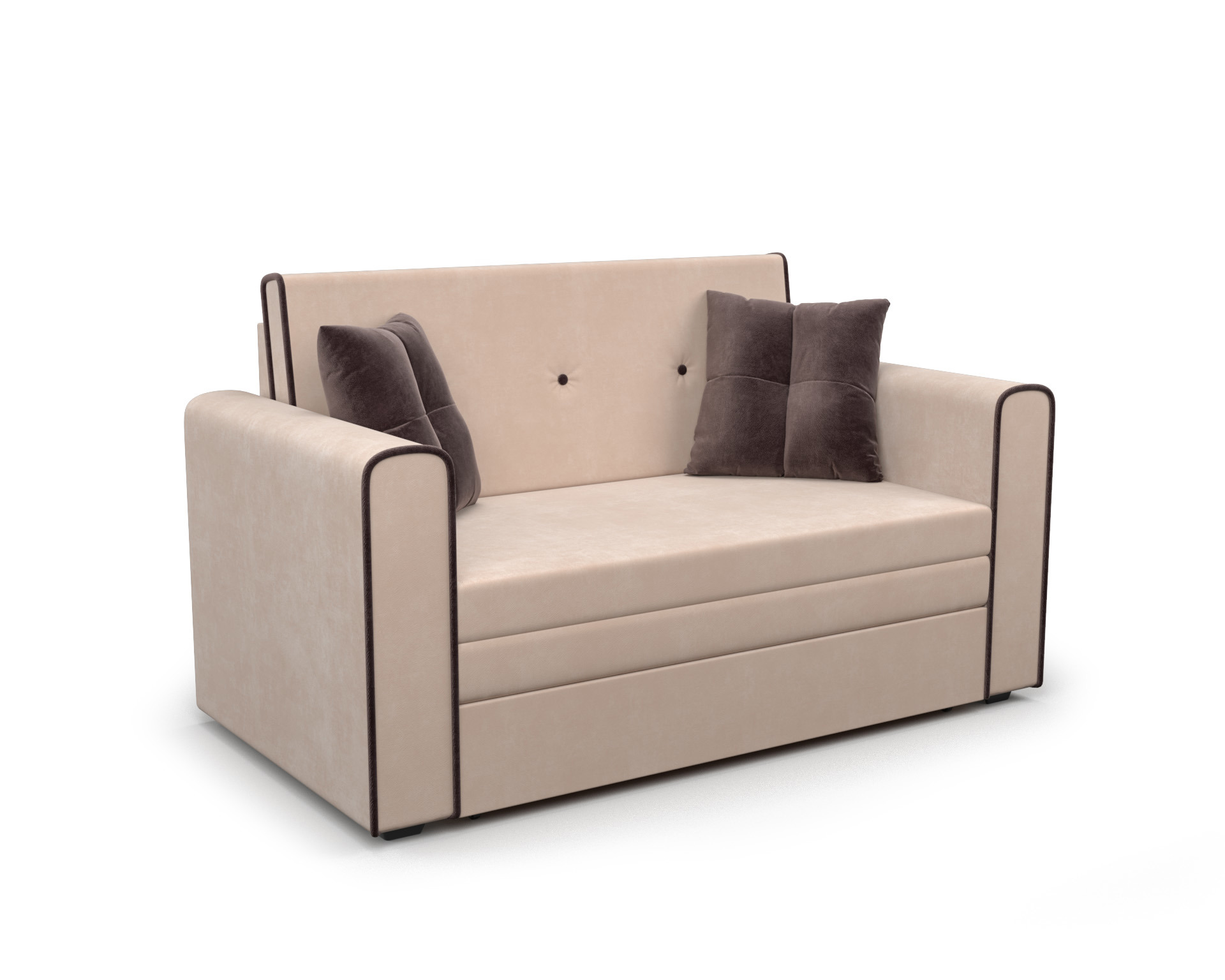 Изображение товара Диван прямой Мебель-арс Санта 153x90x85 см велюр бежевый с ящиком и трансформацией