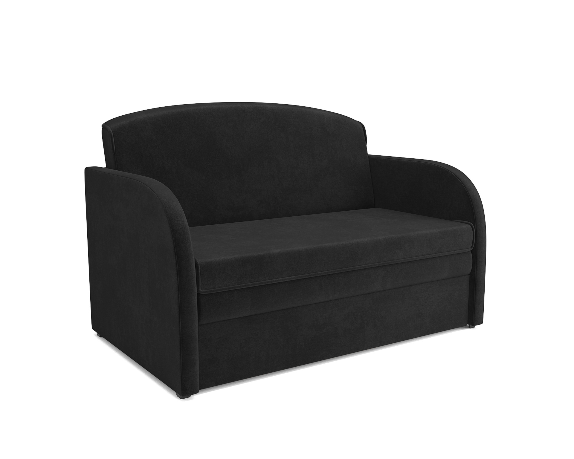 Изображение товара Диван Малышка прямой с выкатным механизмом и ящиком для белья велюр черный 135х92х80 см