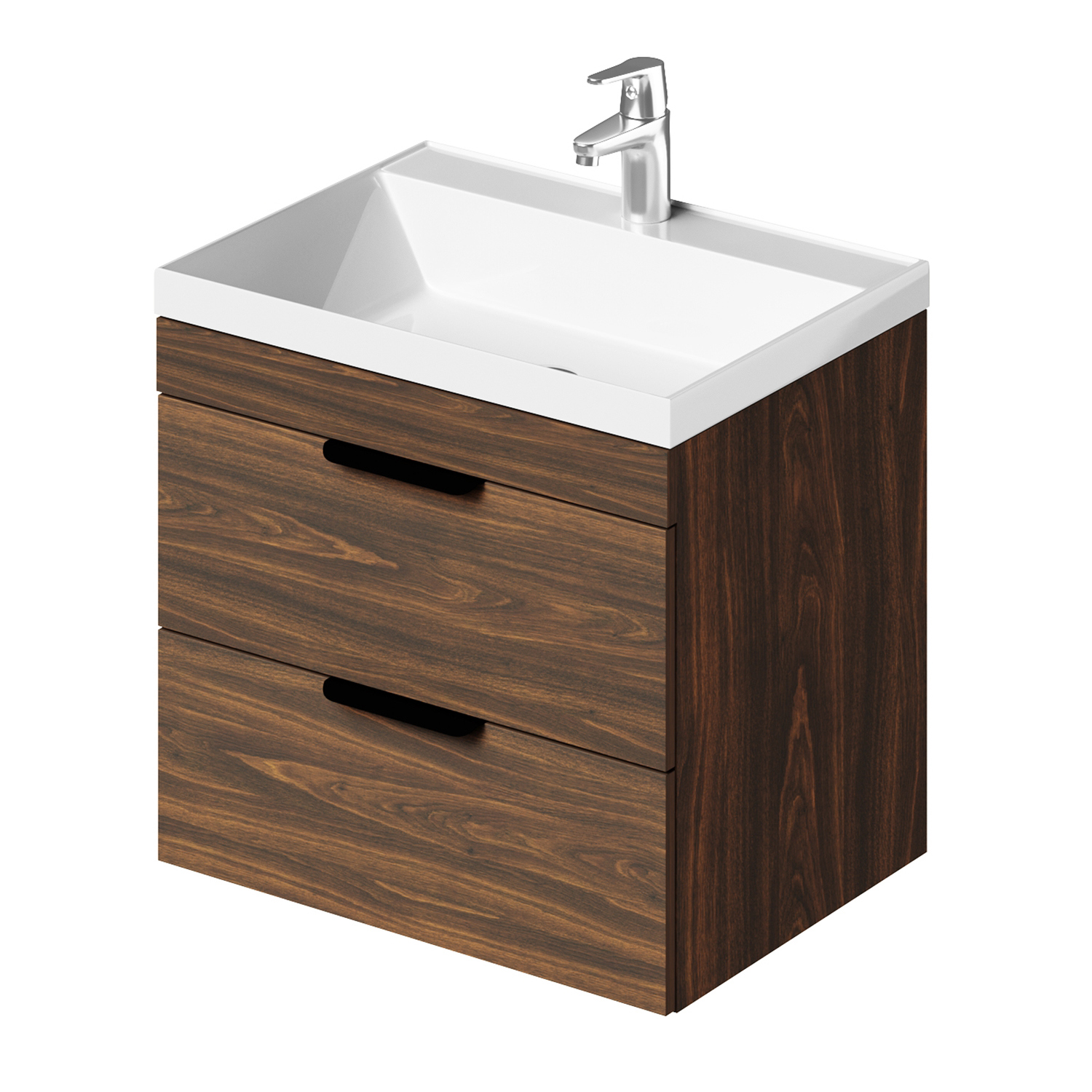 Изображение товара Тумба с раковиной Итана Alta 60 подвесная с двумя ящиками и раковиной Clarissa 60