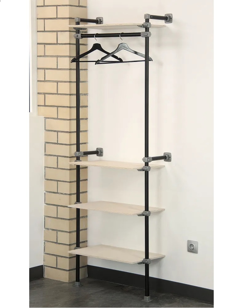 Изображение товара Комплект гардеробной системы Holl system 00-032 70x205x40 см черный