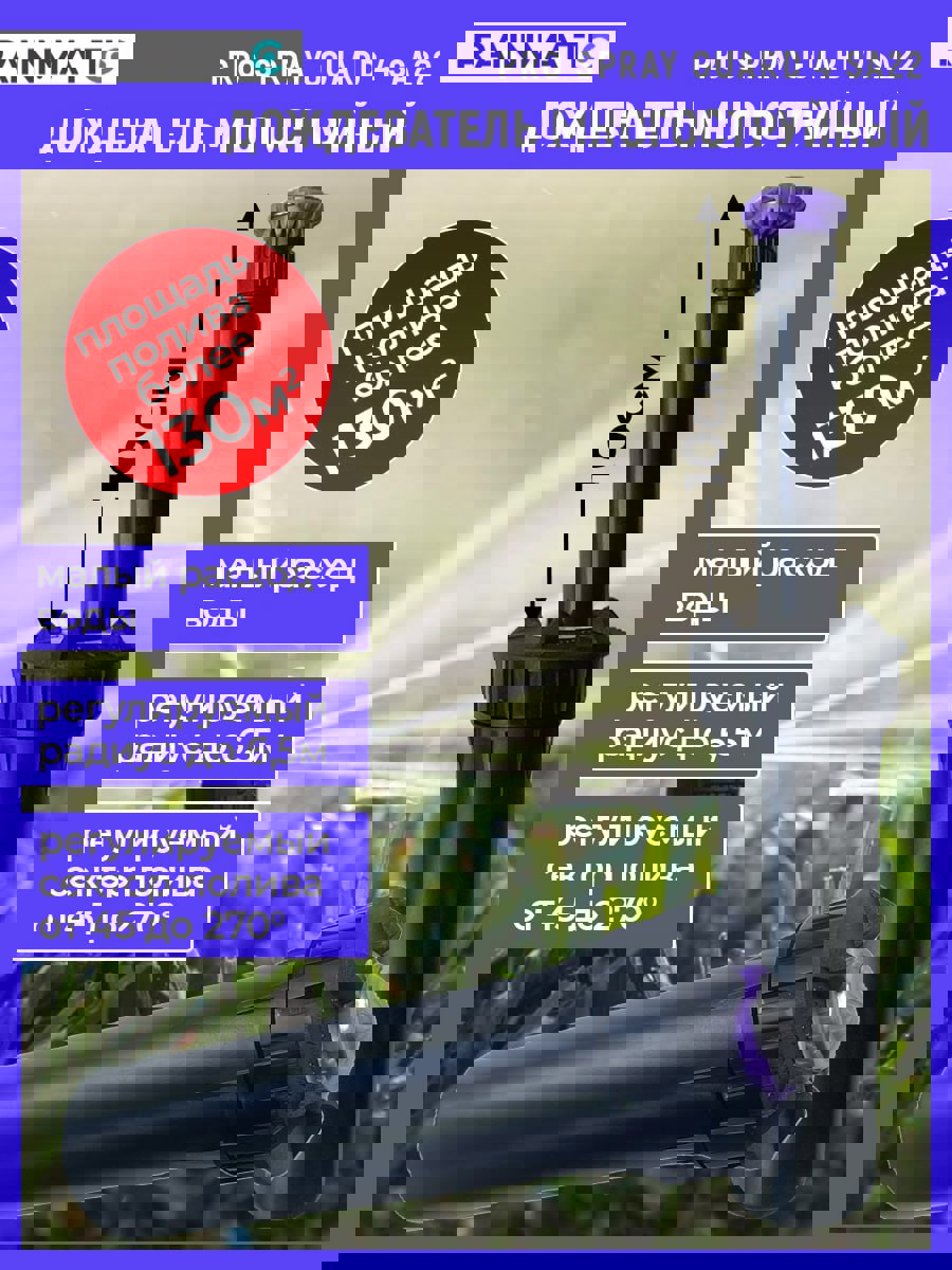 Изображение товара Дождеватель Rainmatic Pro Spray Guard 4 Sa22 6 м 1 режим