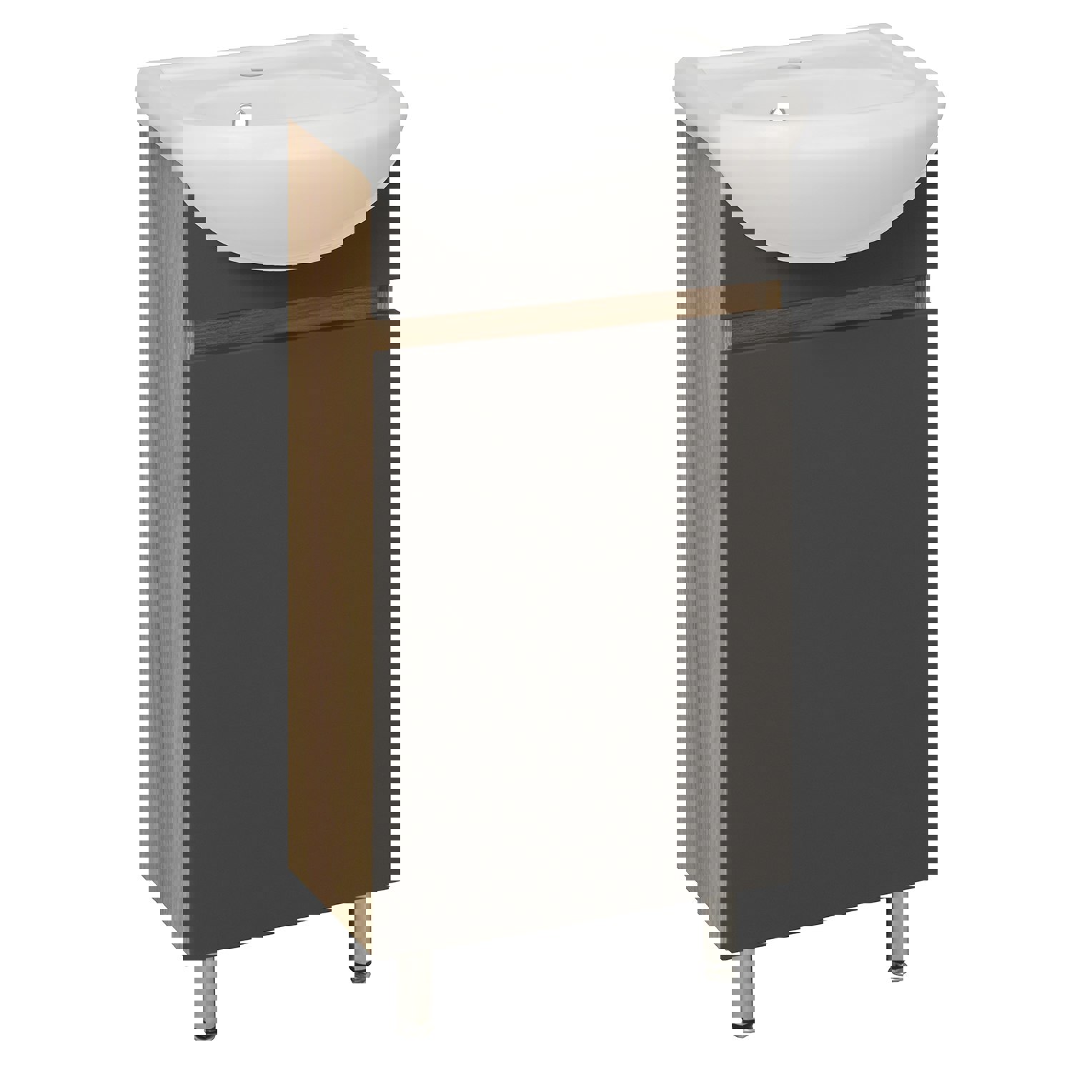Изображение товара Тумба под раковину RUNO ЛАДА напольная 38 6 см серый дуб