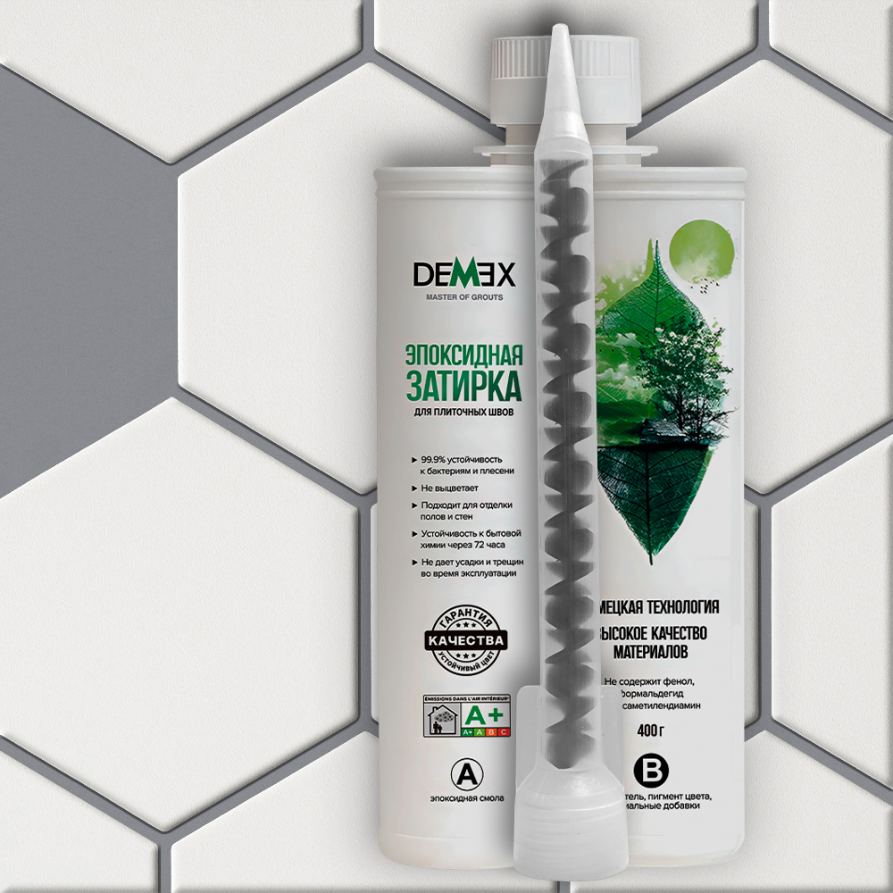 Изображение товара Эпоксидная затирка Demex 004 двухкомпонентная, светло-серая, 400 г
