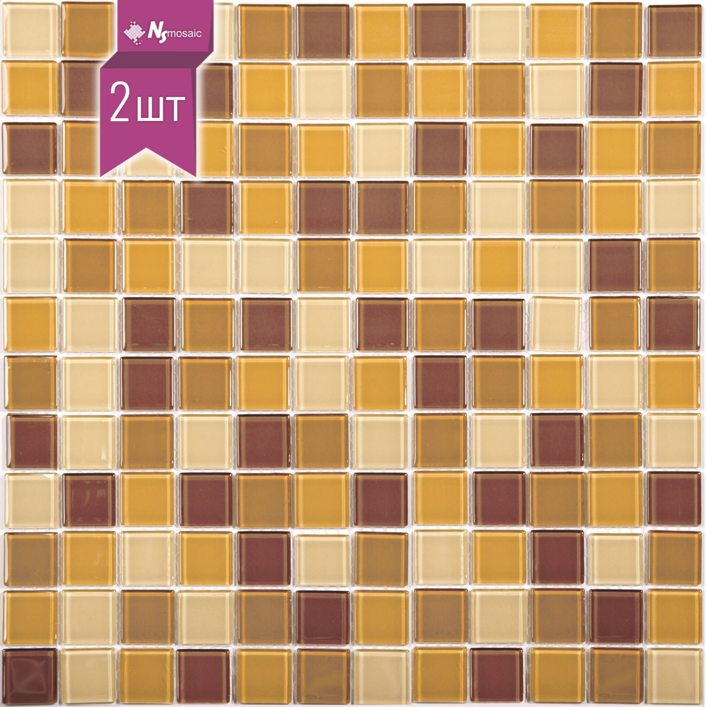 Изображение товара Декоративная мозаика Nsmosaic J-326 NS01GL0008nsk 31.8x31.8см цвет Коричневый