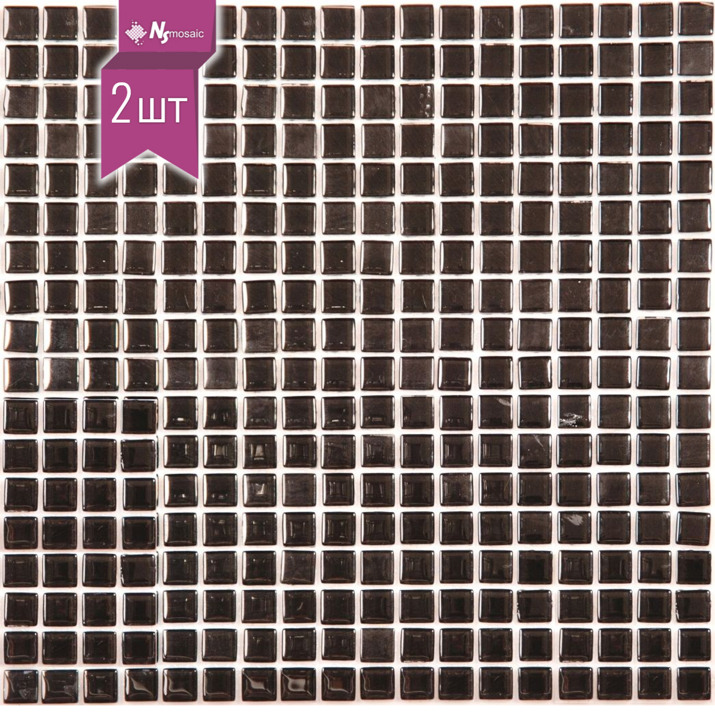 Изображение товара Декоративная стеклянная мозаика черного цвета 30.5x30.5 см для интерьера и экстерьера