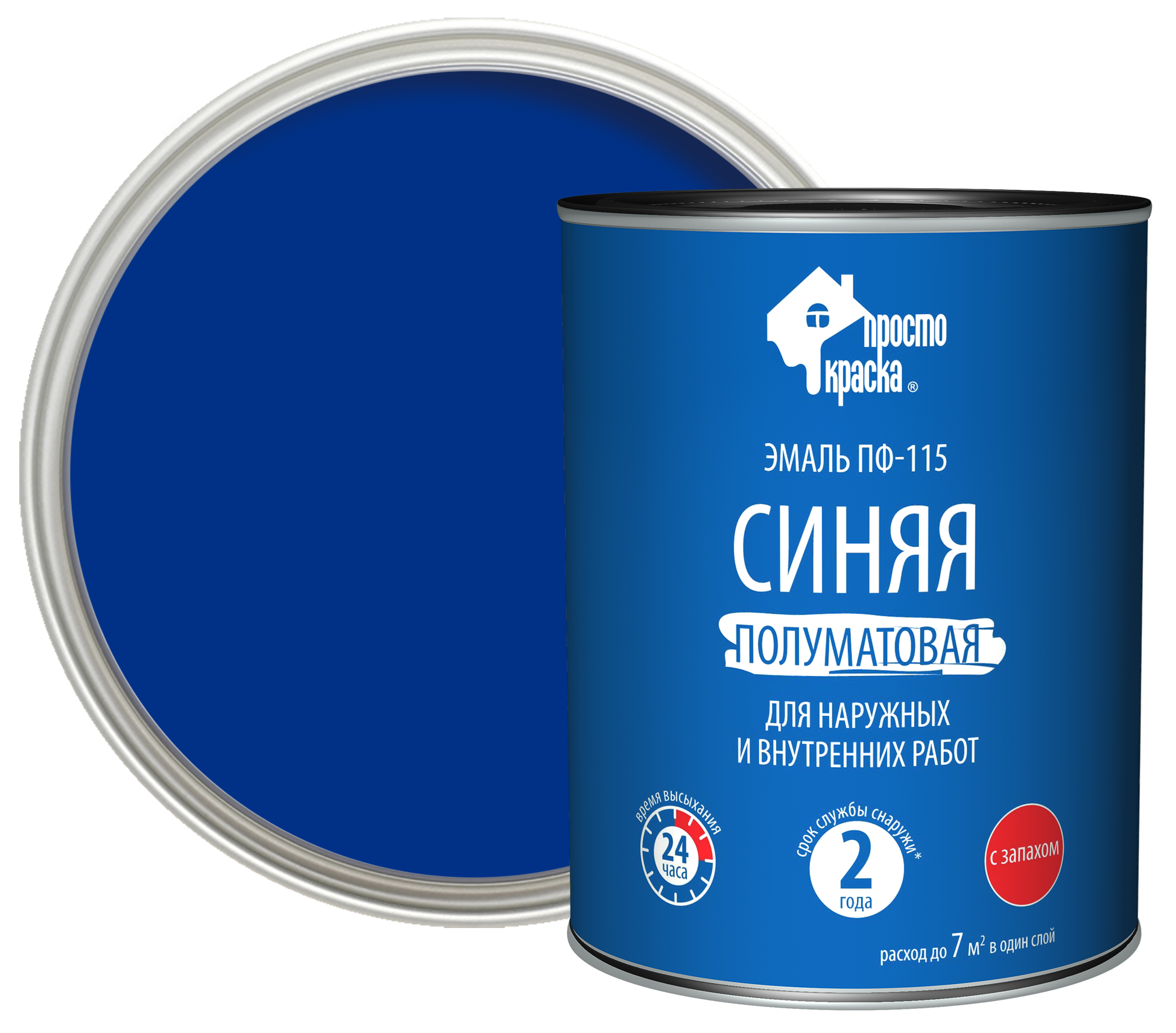 Изображение товара Эмаль ПФ-115 Простокраска полуматовая синяя 0.8 кг