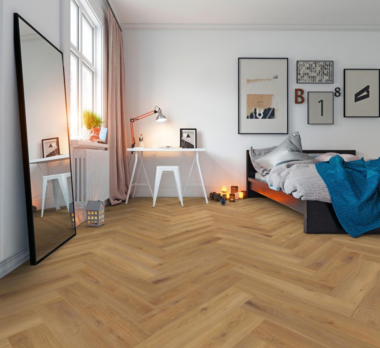 Изображение товара Ламинат Kronotex Herringbone Дуб Пиза 32 класс толщина 8 мм 1.24 м², цена за упаковку