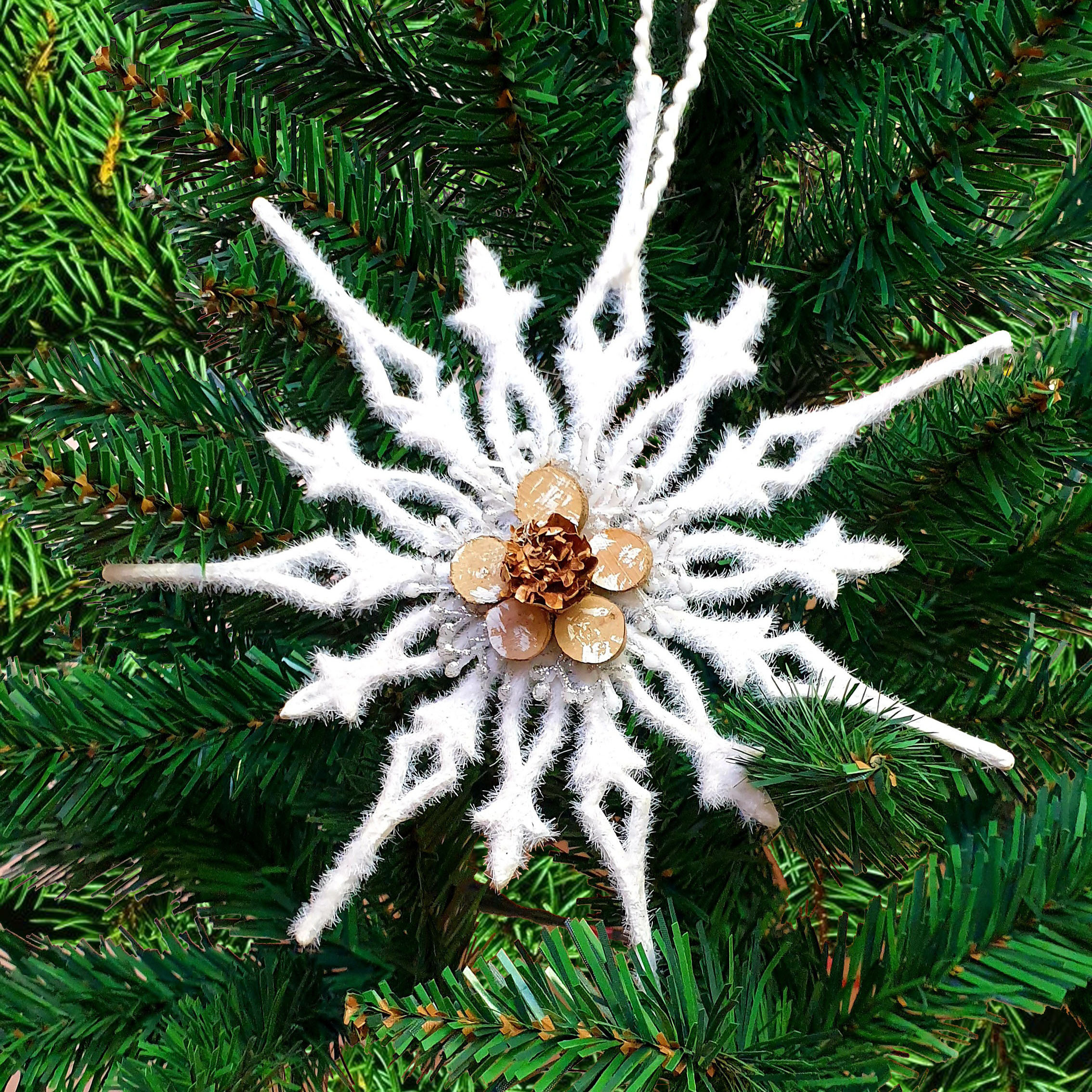 Изображение товара Елочная игрушка Звезда-снежинка Магия праздника 19 см 3 шт белый