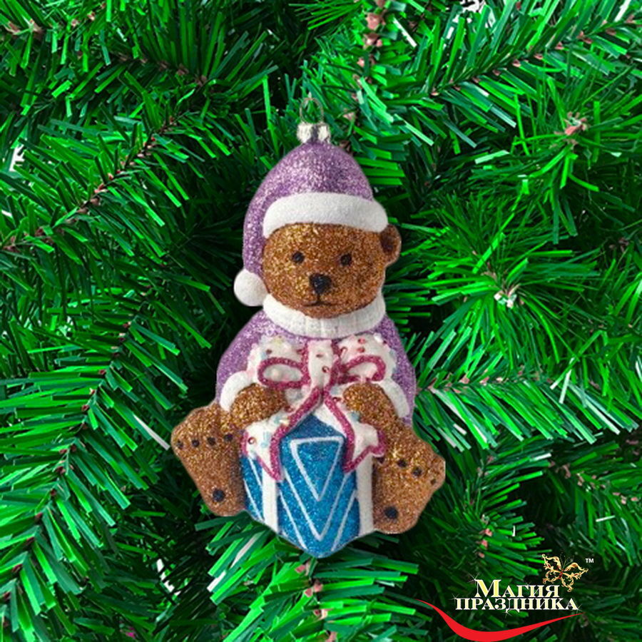 Изображение товара Ёлочная игрушка Плюшевый мишка 13 см разноцветный детализированный декор для елки и подарка