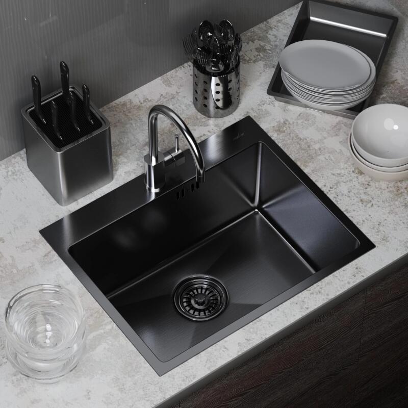 Изображение товара Настольная мойка из нержавеющей стали TROPFBERG 53x43 с сифоном и покрытием PVD