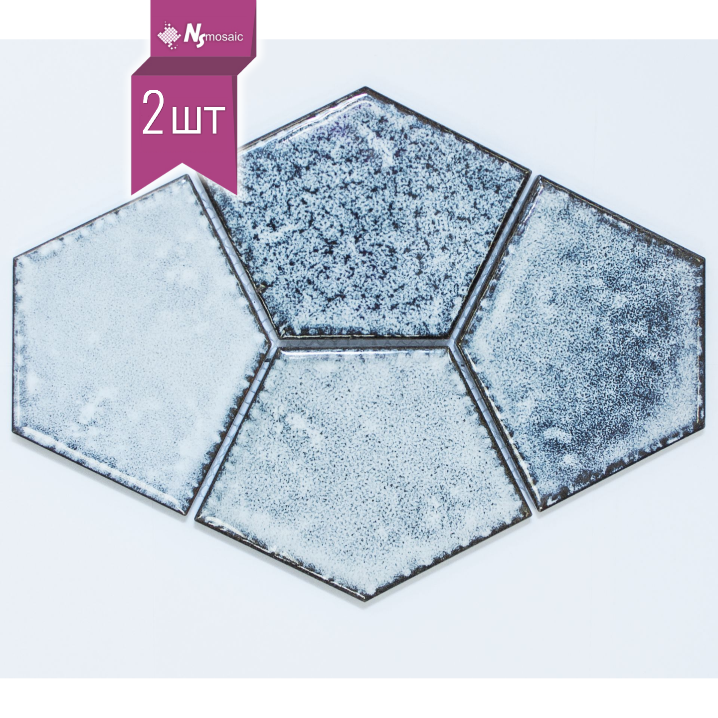 Изображение товара Декоративная керамическая мозаика Nsmosaic R-308 30.6x15.1 см Белый глянцевый эффект