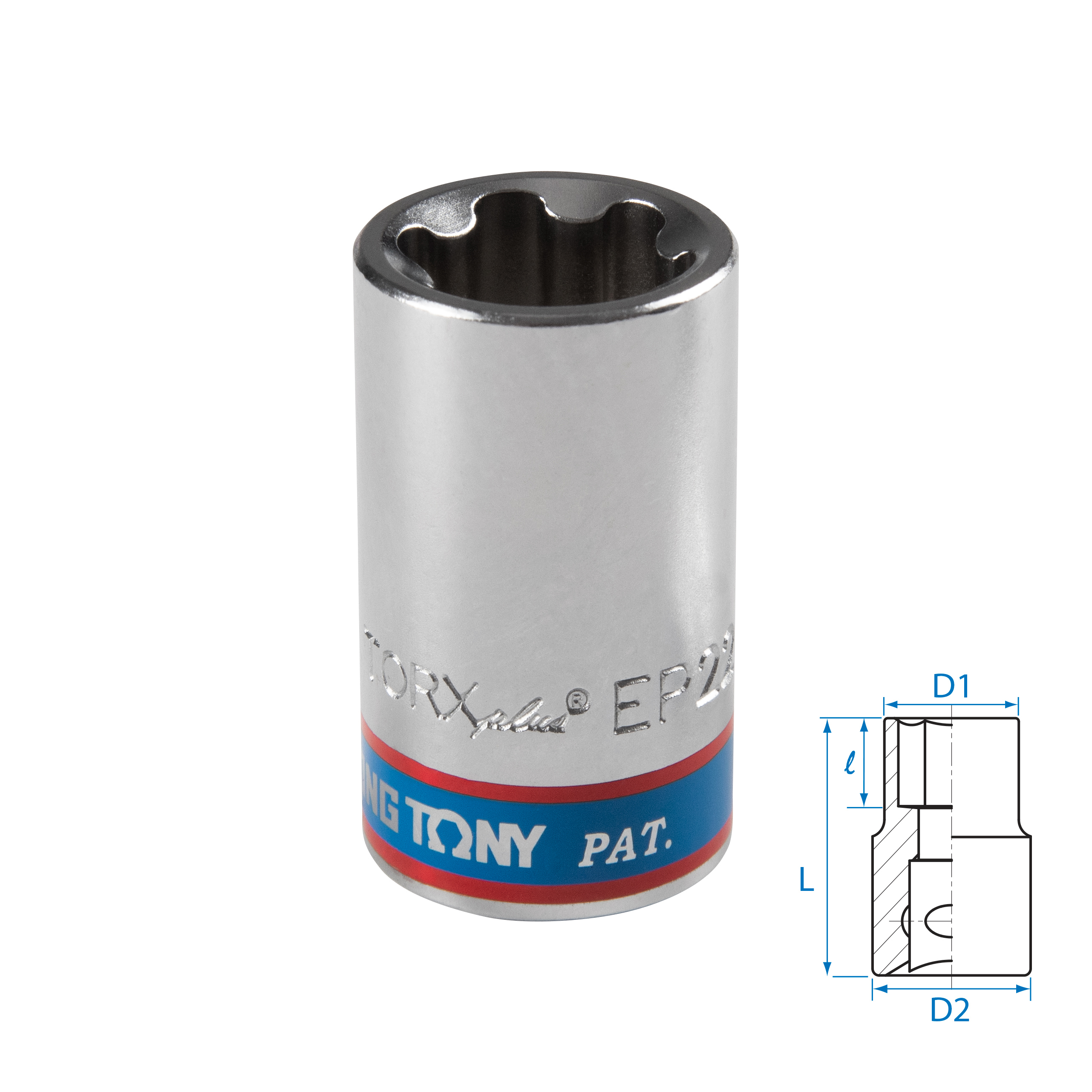 Изображение товара Торцевая головка Torx e-профиль King Tony 433E22M 22 мм 1/2 дюйма
