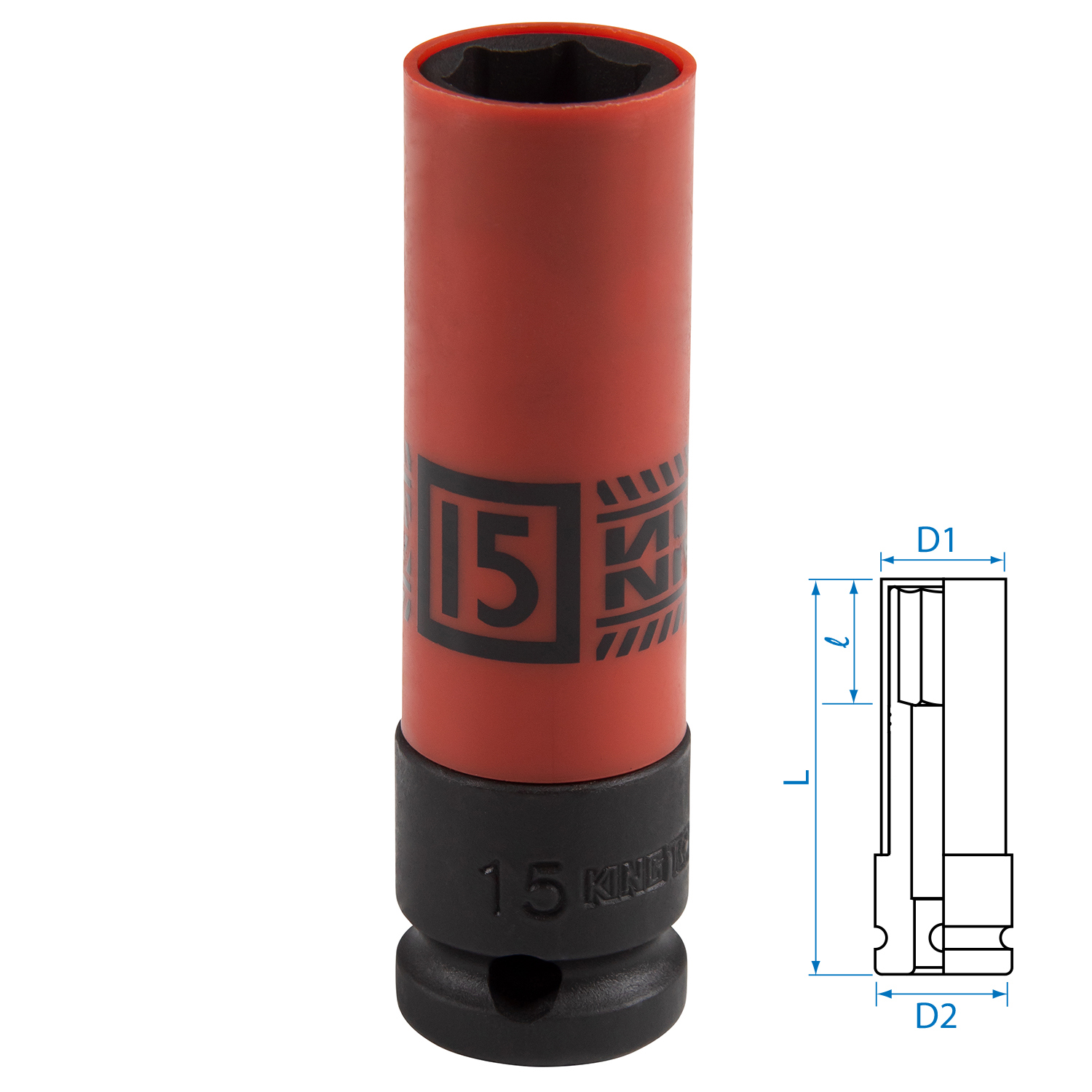 Изображение товара Торцевая головка ударная удлиненная шестигранная King Tony 494515M 1/2 дюйма 15 мм